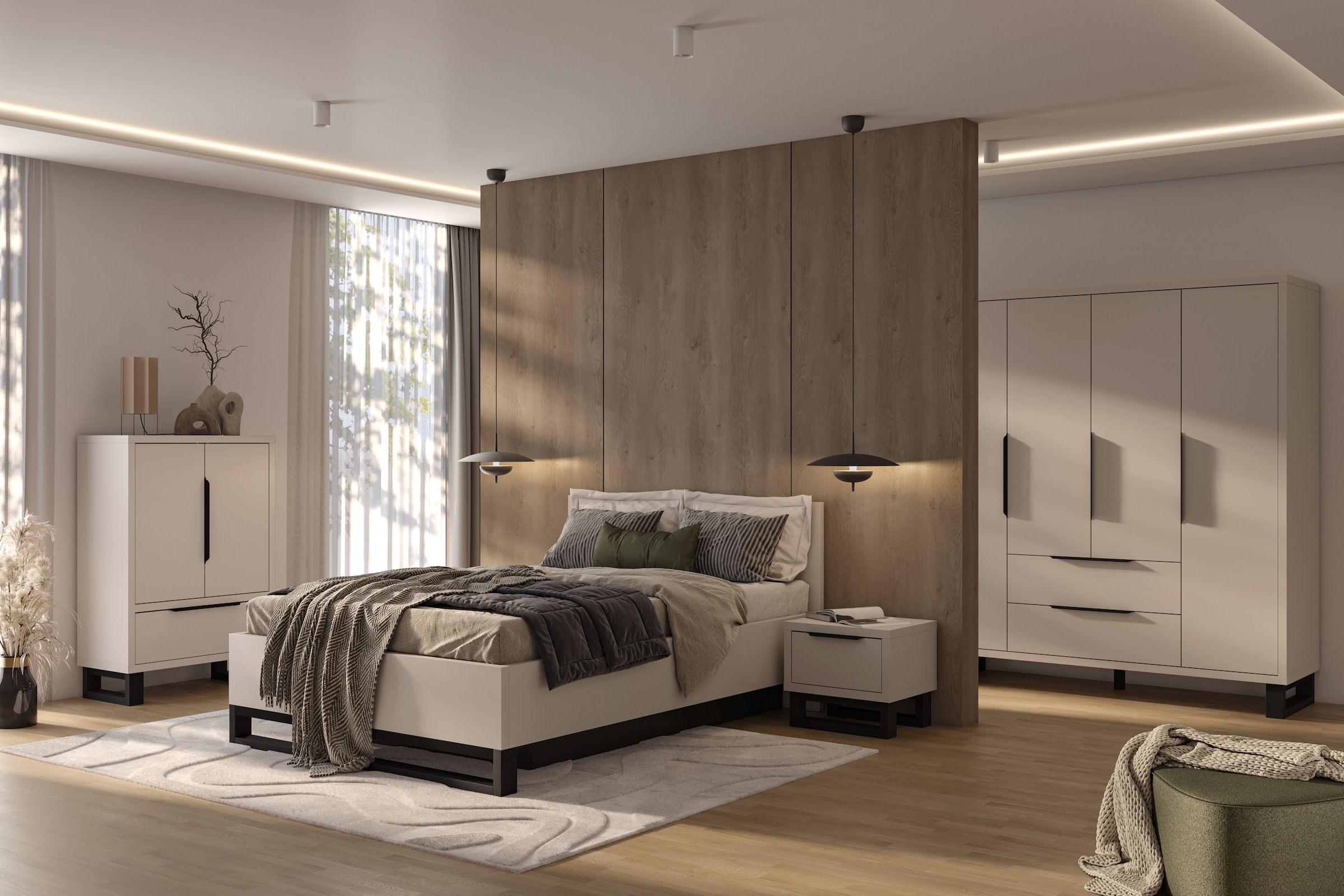 Home affaire Drehtürenschrank »Bronne,Breite 89,5 cm, Mehrzweckschrank, Universalschrank, Garderobe« Kleiderschrank, 1 Schublade, Metallgriffe, Garderobe
