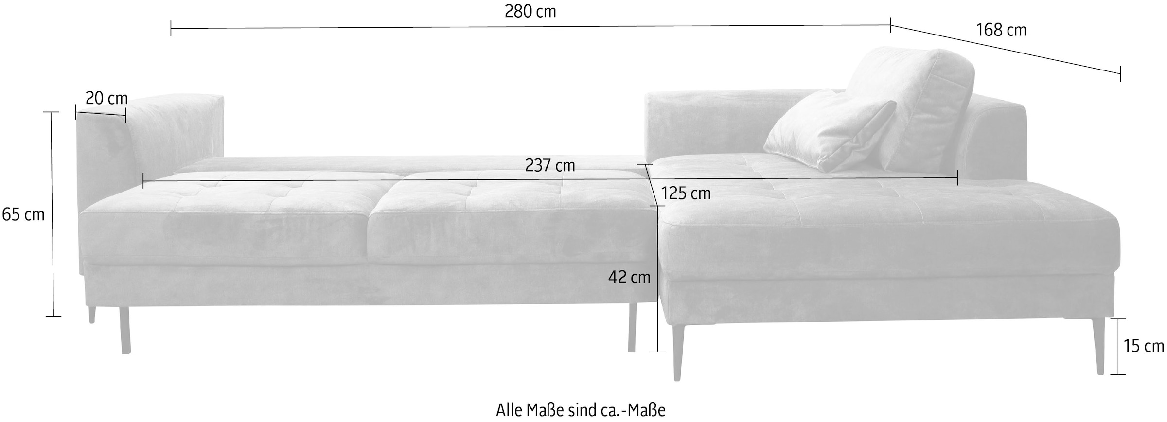 TRENDMANUFAKTUR Ecksofa »Luzi, wahlweise mit Schlaffunktion & Bettkasten. OTTOs Choice, L-Form«, Designsofa mit tollem Sitzkomfort, Metallfüße schwarz, Breite 280 cm