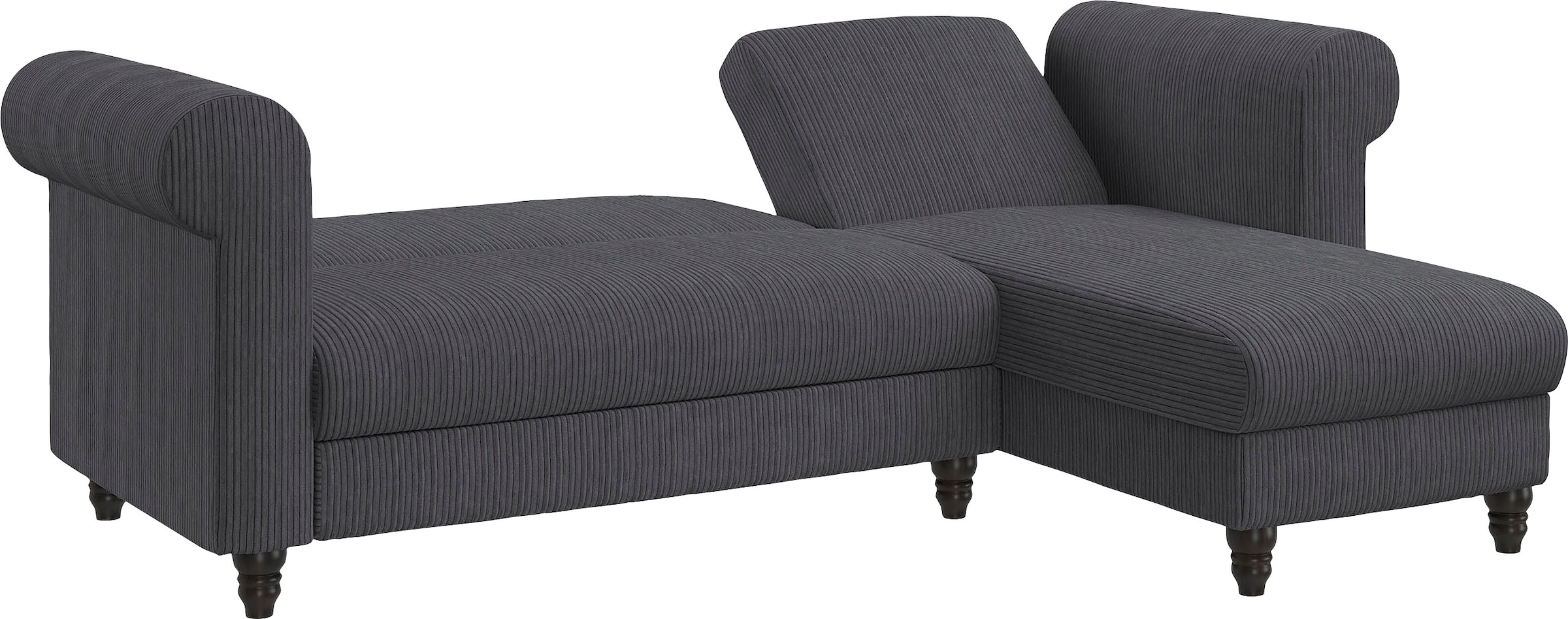 Dorel Home Ecksofa »Felix II, L-Form, Schlafsofa 241cm (Liegefl. 108/195 cm),«, verstellb. Rückenlehne, Recamiere wechselbar, Cord