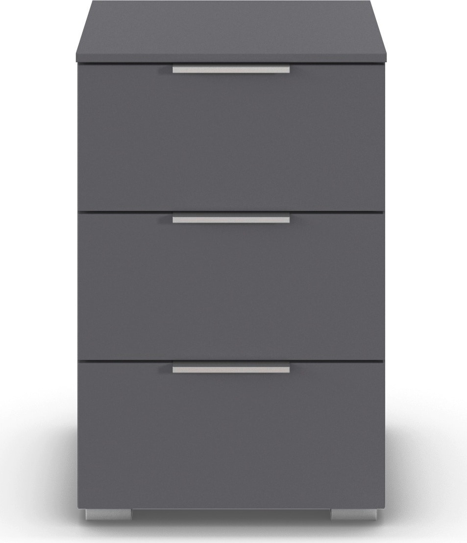 OTTO home Nachtkommode "Nachttisch Nachtschrank Schubladen Sideboard Schubladenkommode ASTANA" Breite 40 cm / Höhe 61 cm, mit 3 geräumigen Schubladen, Kantengriff in Alufarben MADE IN GERMANY
