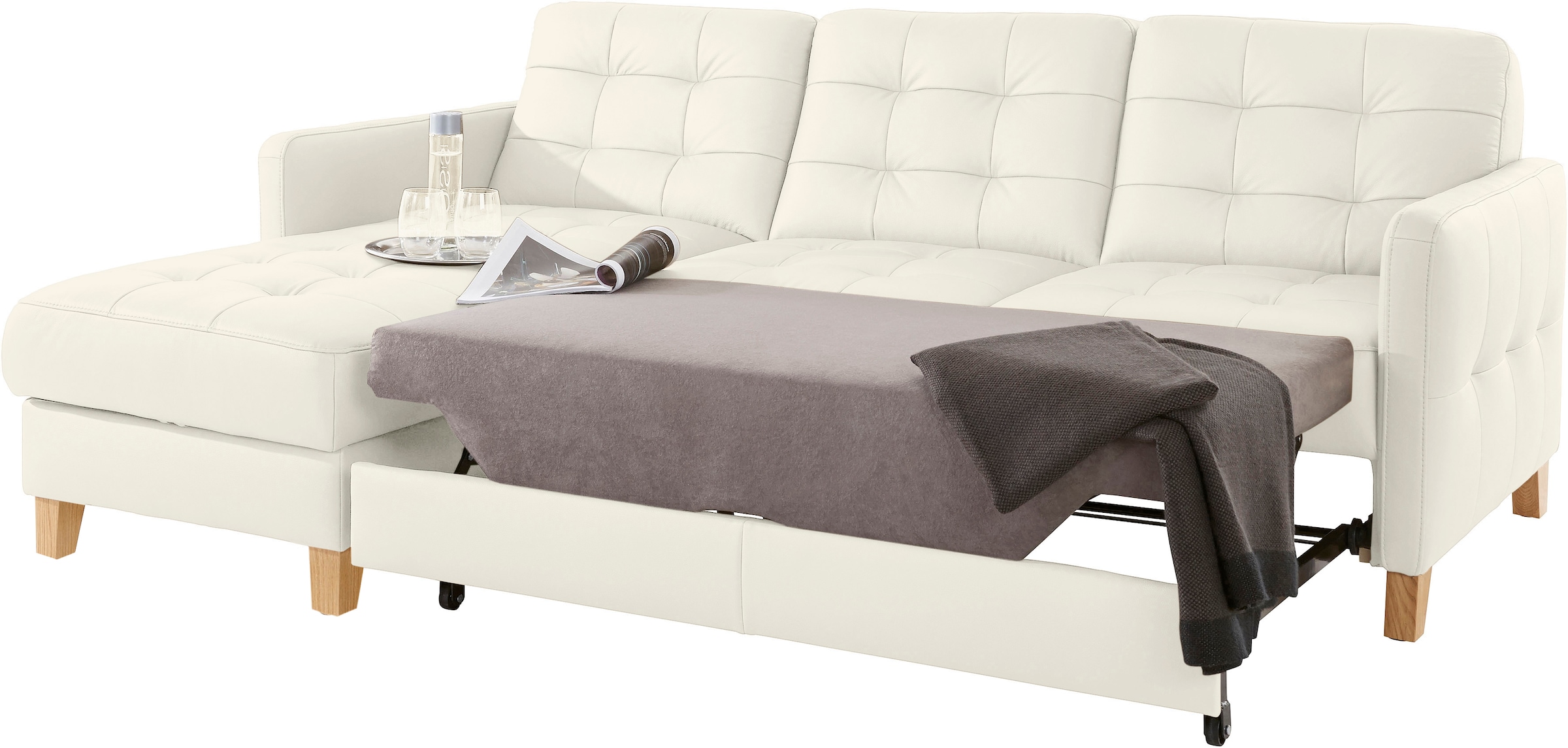 exxpo - sofa fashion Ecksofa »Elio, kompakt und komfortabel, bequem und zeitloses Design, L-Form«, wahlweise mit Bettfunktion