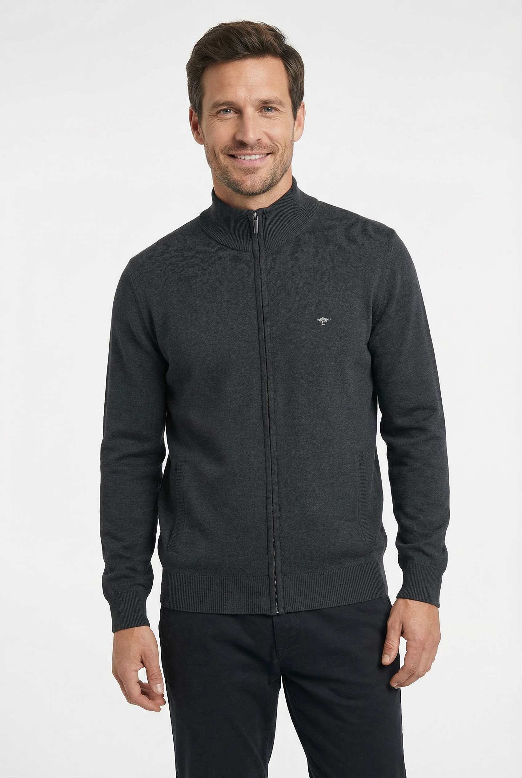 FYNCH-HATTON Strickjacke bequeme Passform, mit Stehkragen, mit Eingrifftasc günstig online kaufen