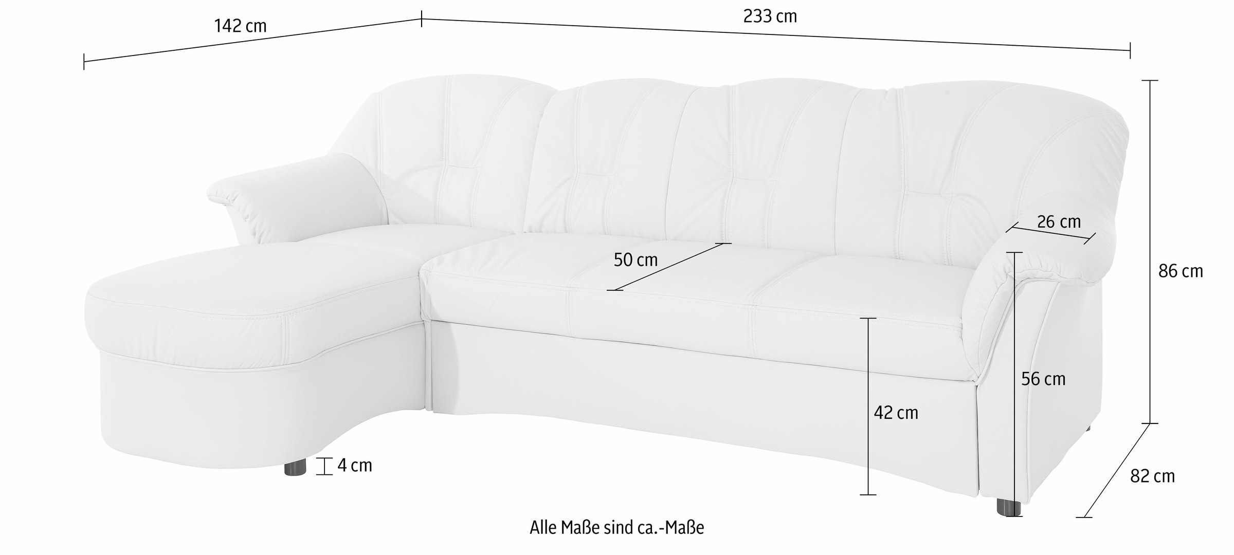 DOMO collection Ecksofa »Flores Schlafsofa, B/T/H: 233/142/86 cm, L-Form«, wahlweise mit Bettfunktion, wahlweise mit Federkern, auch in Leder