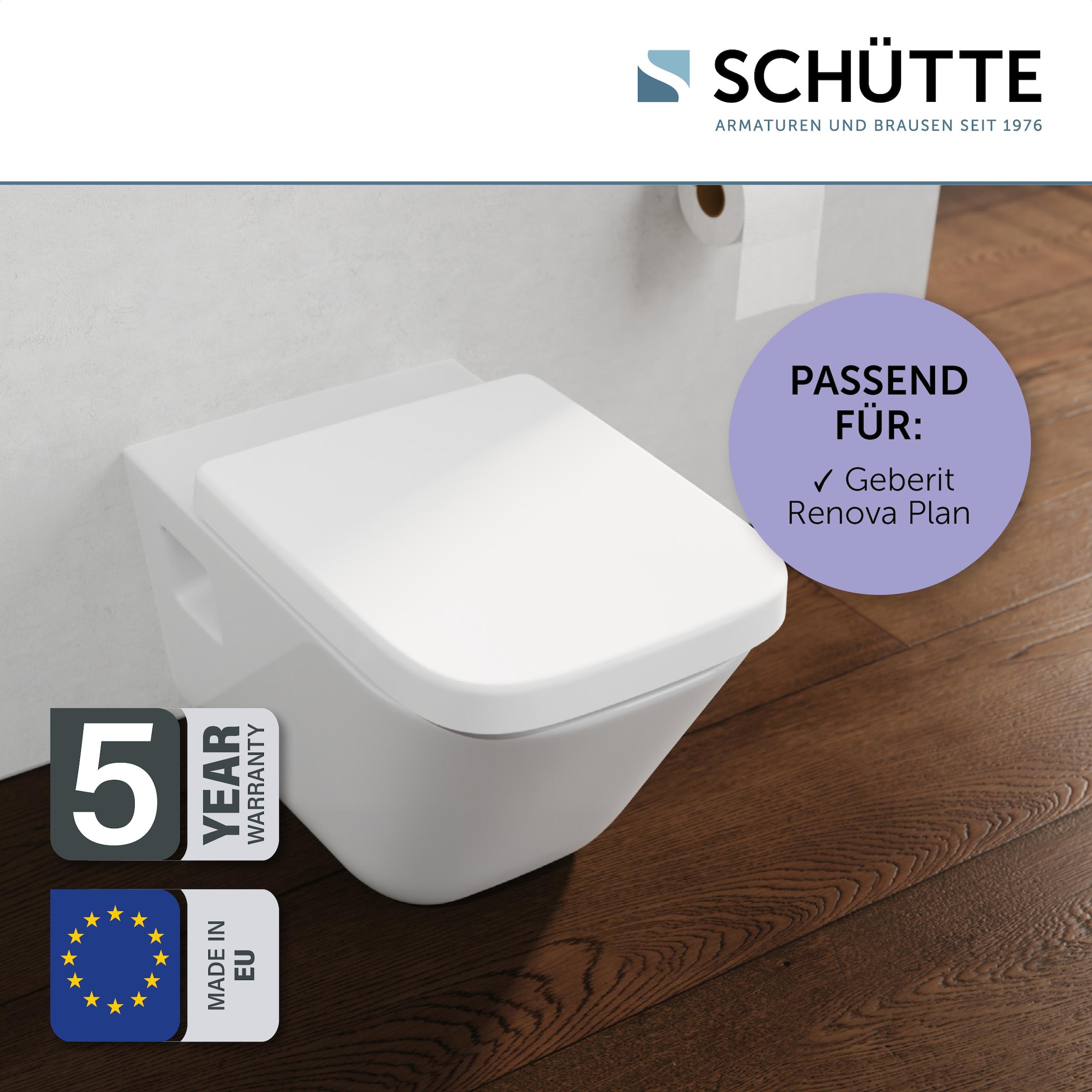 Schütte WC-Sitz »Duroplast, WHITE E-Form PRO 4«, (WC-Sitz, Befestigungsmaterial, Montageanleitung), mit Absenkautomatik und Schnellverschluss