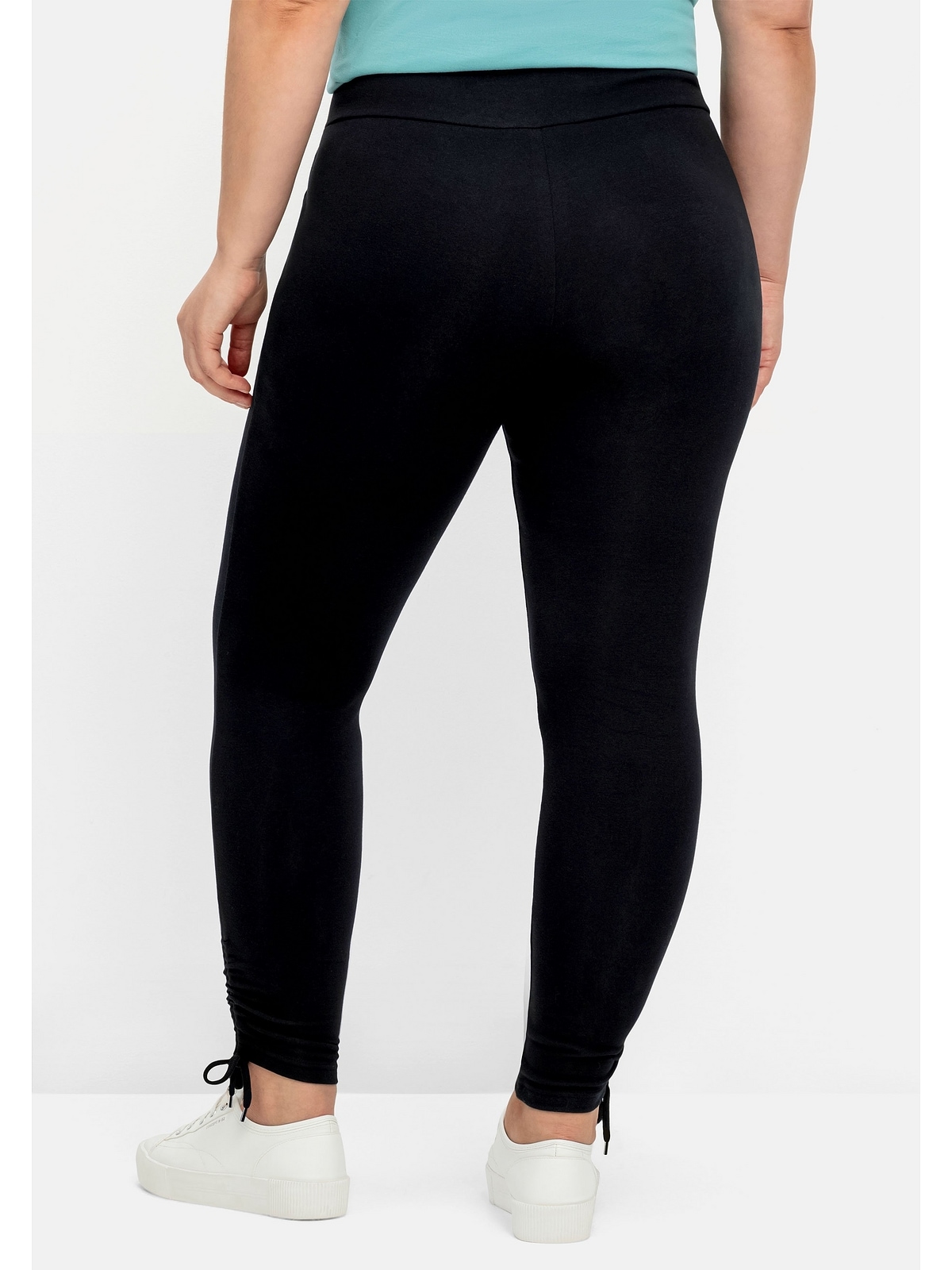 Sheego Leggings "Große Größen", mit breitem Bund und Raffung am Saum günstig online kaufen