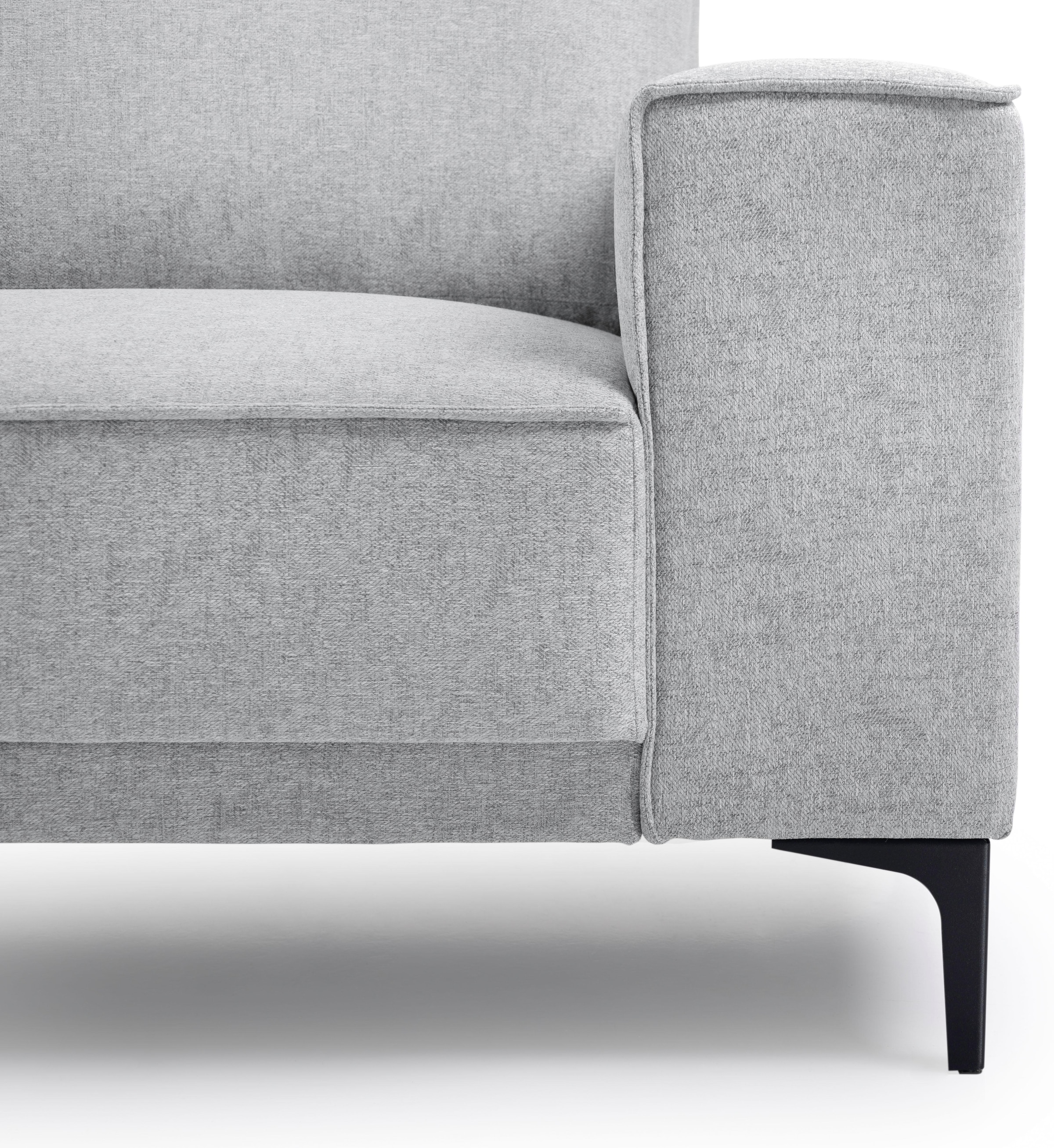 Places of Style Wohnlandschaft »XXL Sofa Oland, Struktur, Flachgewebe, Luxus-Microfaser, Boucle«, U-Form, 342 cm, Wellenunterfederung, Skandi-Design, Metallfüße