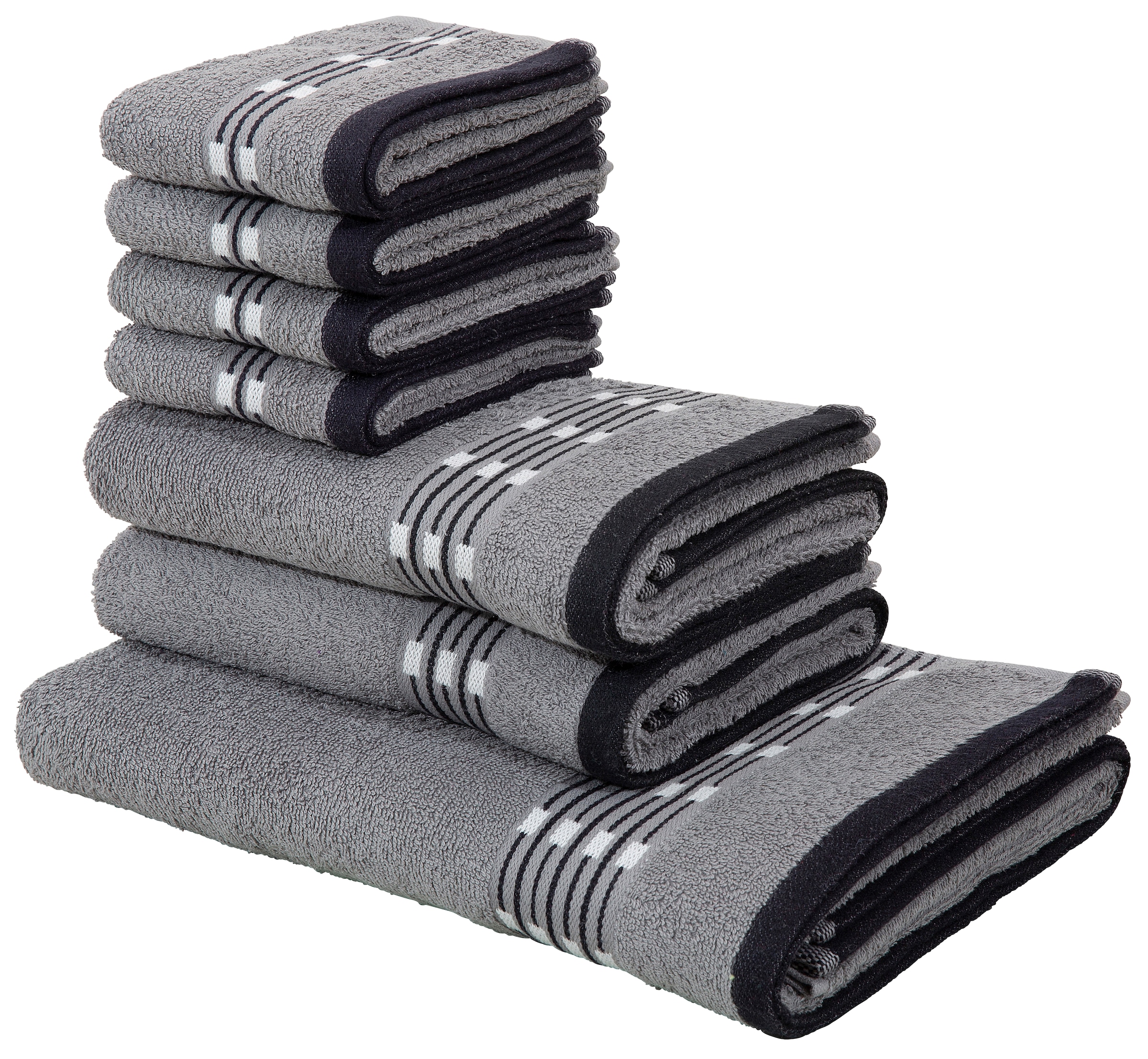 my home Handtuch Set »Jonnie«, Handtuchset bestellen gemusterter Handtücher 7 aus mit | 100% Bordüre tlg., BAUR Walkfrottee, Baumwolle, Set