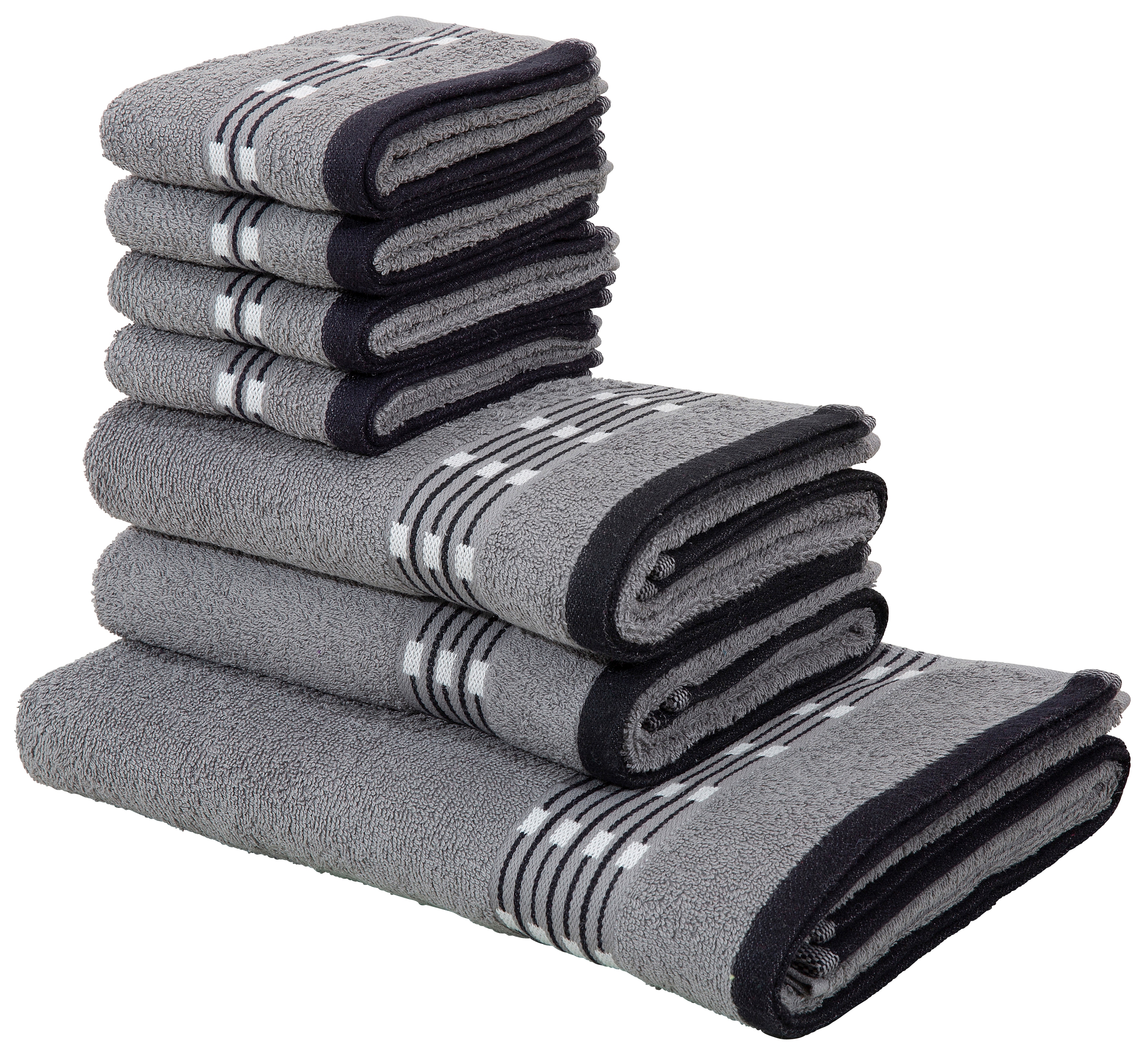 OTTO home Handtuch Set "Jonnie" Set 7 Walkfrottee Handtücher aus 100% Baumwolle, Handtuchset mit gemusterter Bordüre