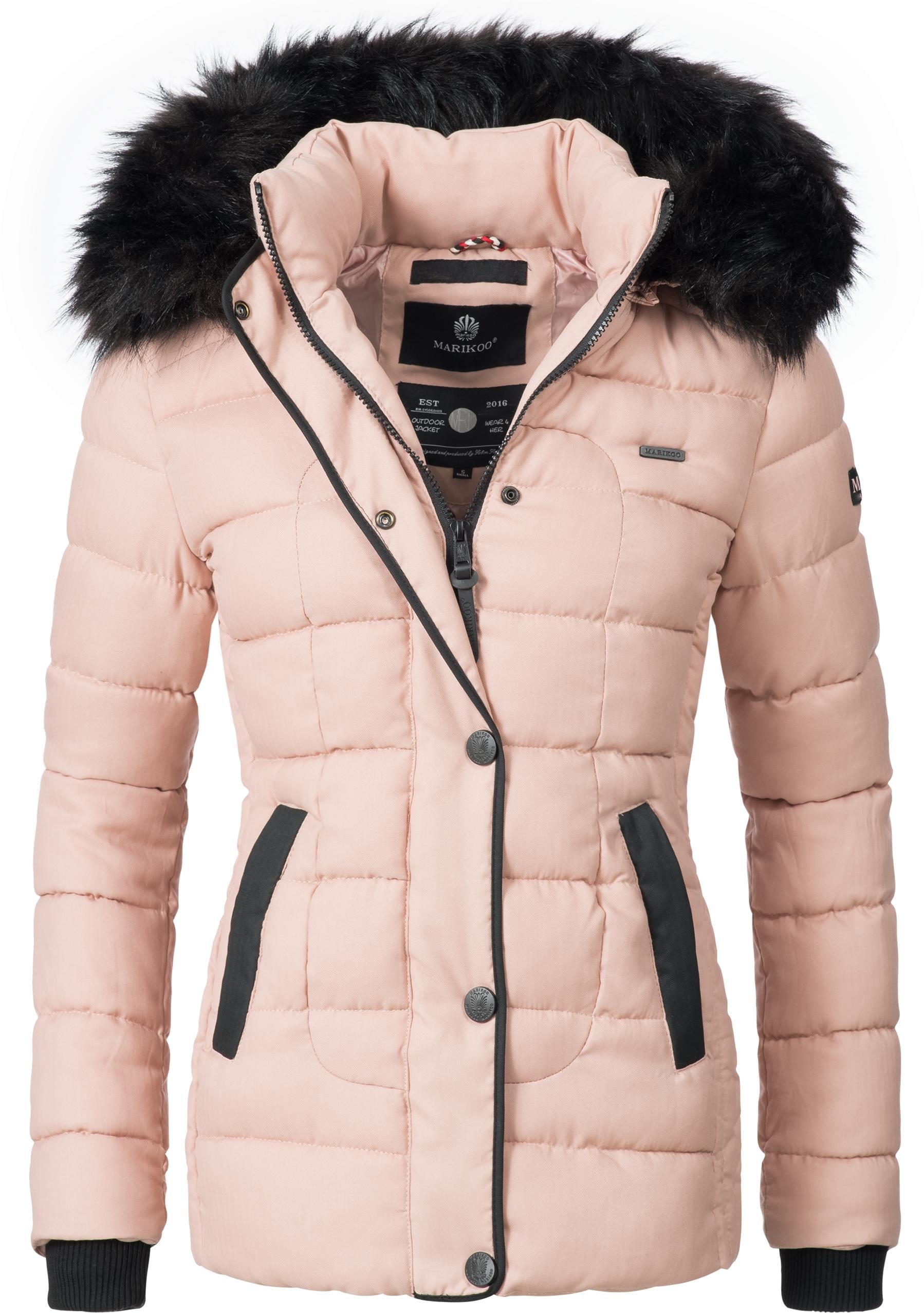 Marikoo Steppjacke "Unique" mit Kapuze modische Winterjacke mit Kunstpelz-K günstig online kaufen