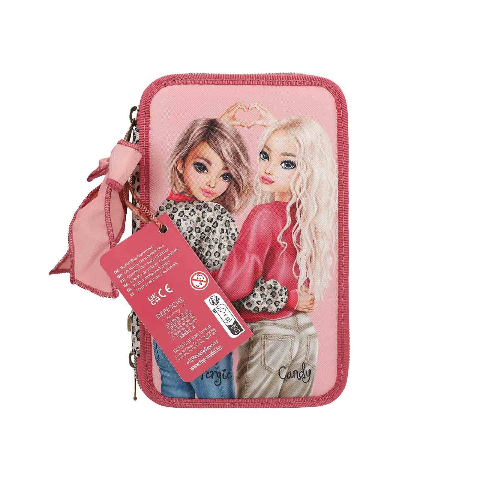 Depesche Buntstift »3-Fach Federtasche LEOHEART TOPModel 7,5 x 13 x 20 cm rosa«