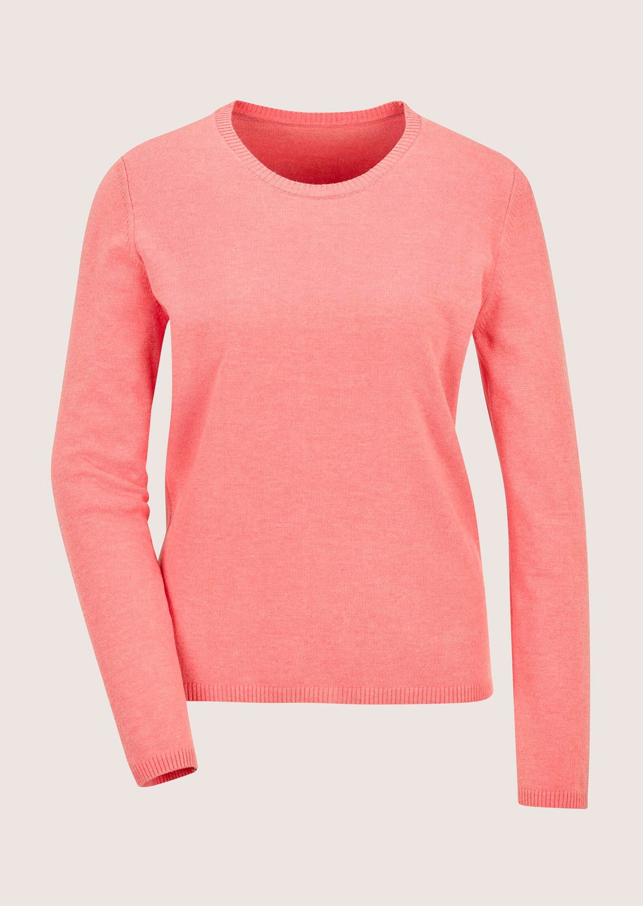 Longpullover MADELEINE "Pullover Leichtes Feinstrick-Oberteil mir Rundhals", Damen, Gr. 36/38, orange (apricot, melange), Obermaterial: 46% Modal CMD. 40% Polyacryl PAN. 14% Polyamid PA., Modern, Pullover Longpullover