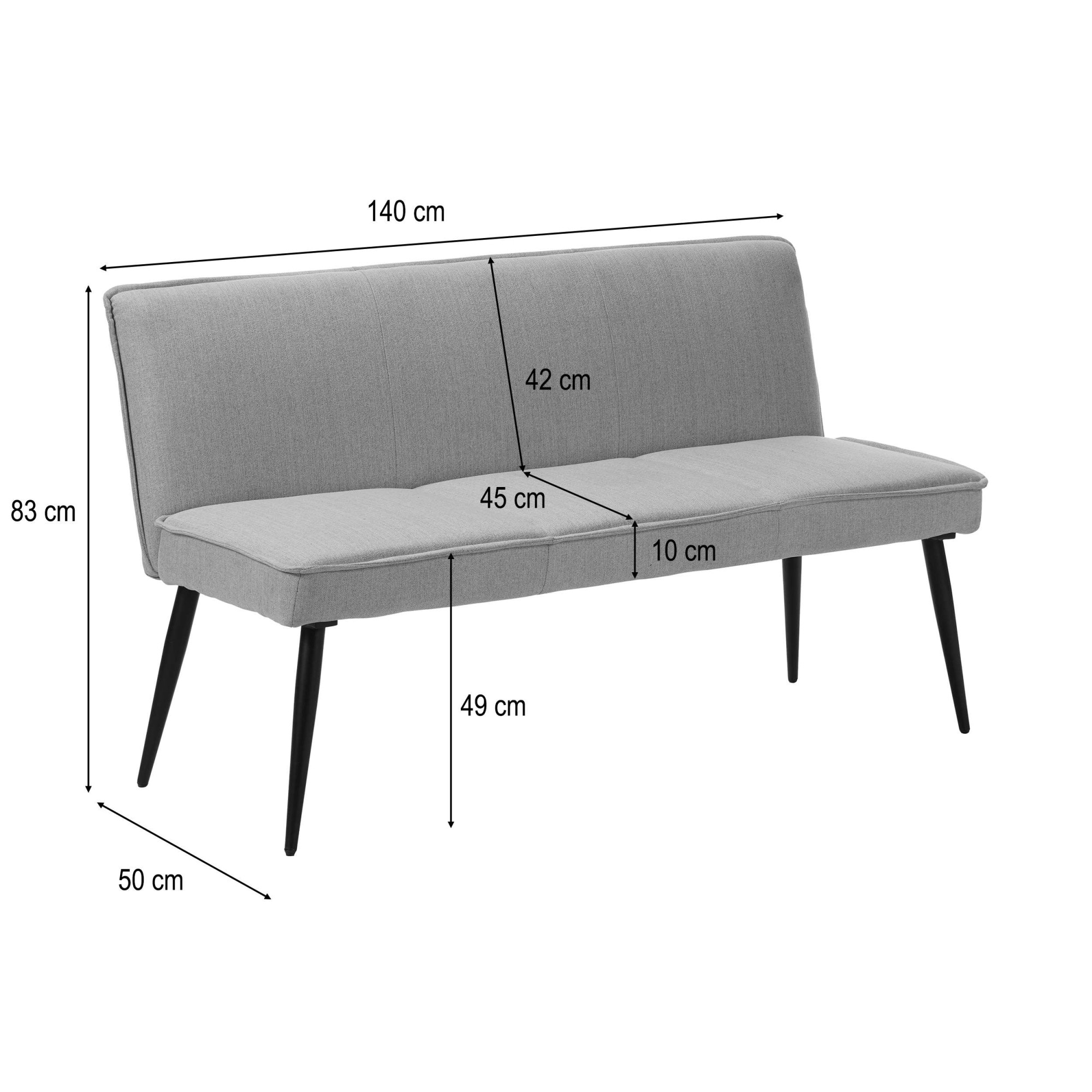 OTTO home Essbank »Ianna« schwarze Metallbeine, pflegeleichtem Webstoff Bezug, Breite 140 cm