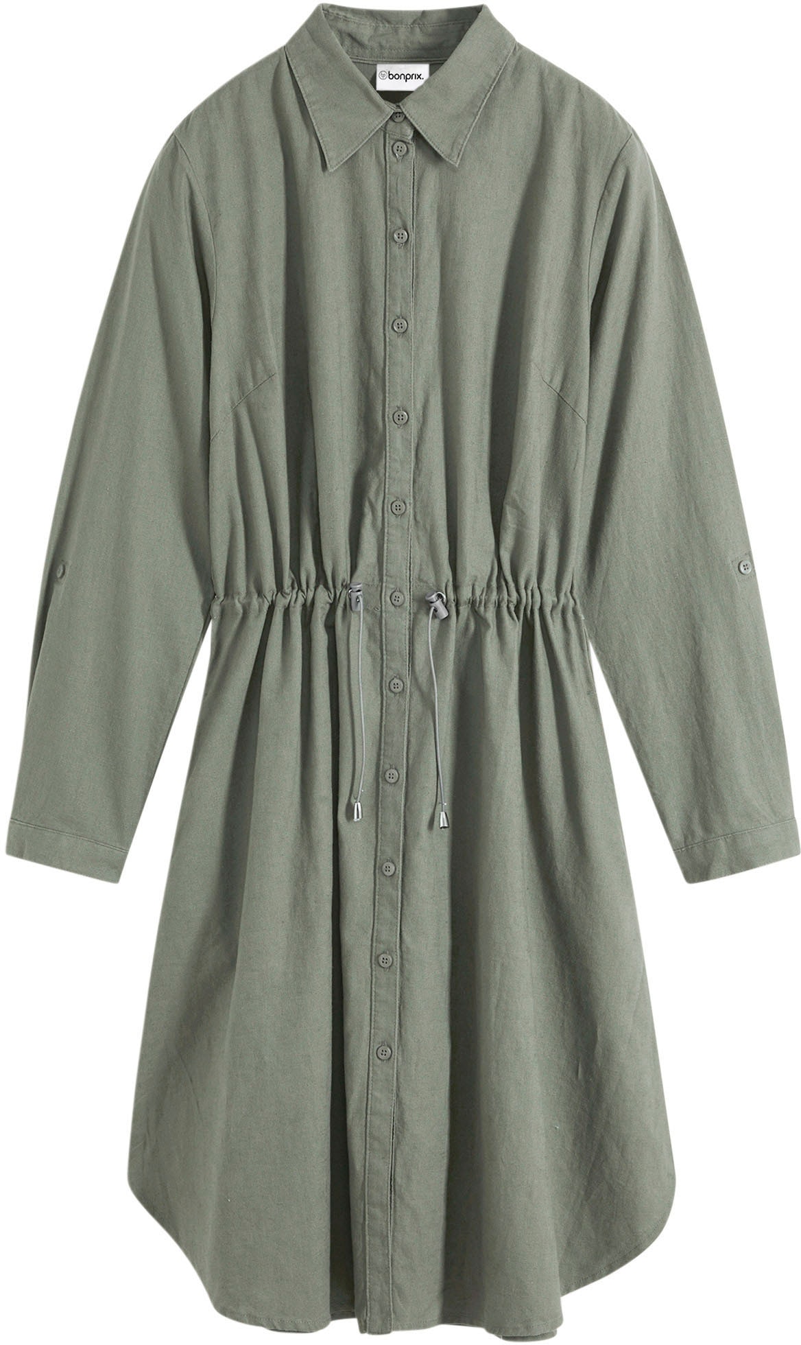 bonprix Midikleid »Hemdblusenkleid aus Leinen-Baumwoll-Mix« 1 tlg. für lässigen Look, aus Leinen-Baumwoll-Mix, in A-Linie, mit Taschen