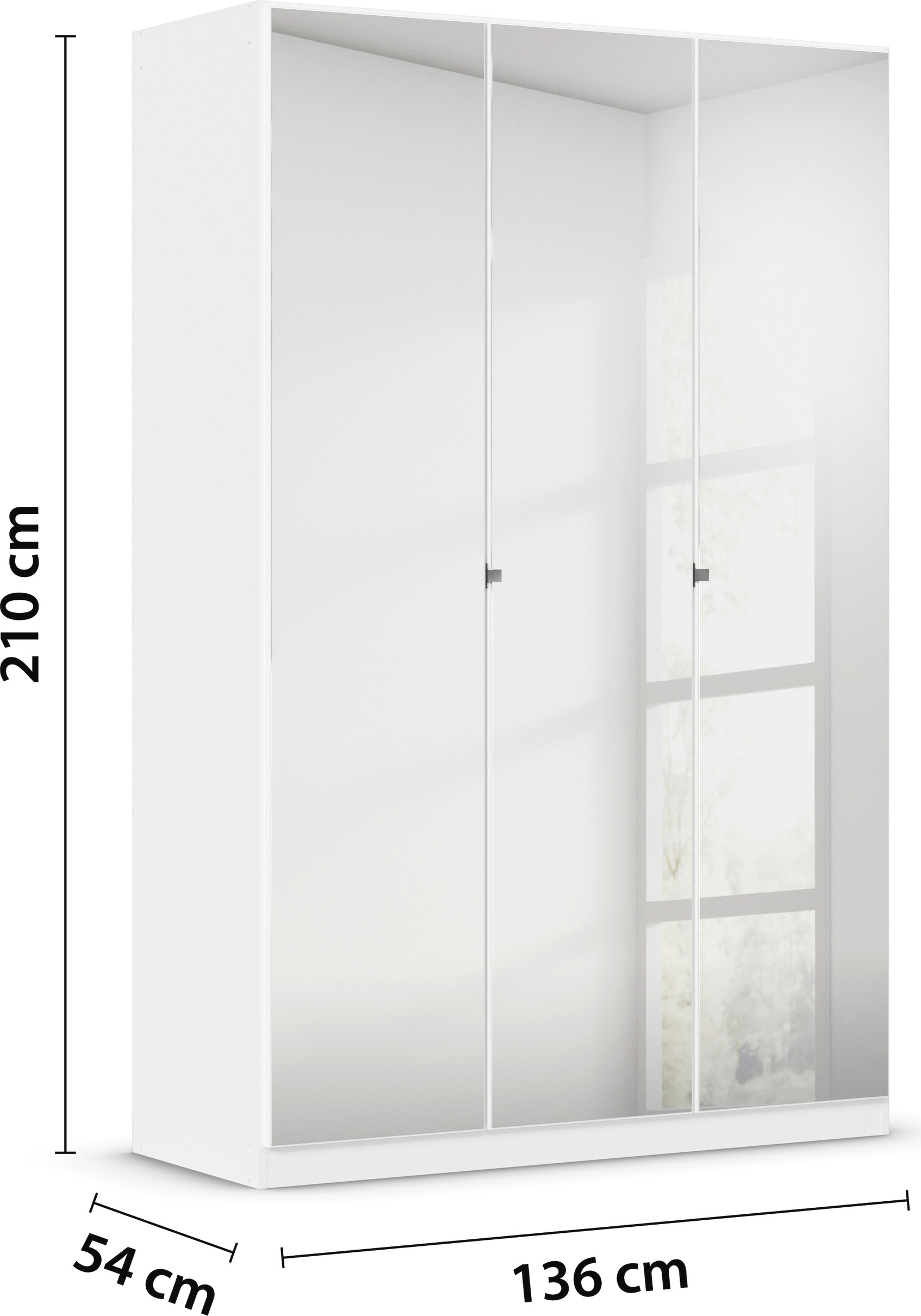 rauch Drehtürenschrank »Reflect«, mit Spiegelfront, inkl. praktischer Inneneinteilung und Stoffboxen-Set