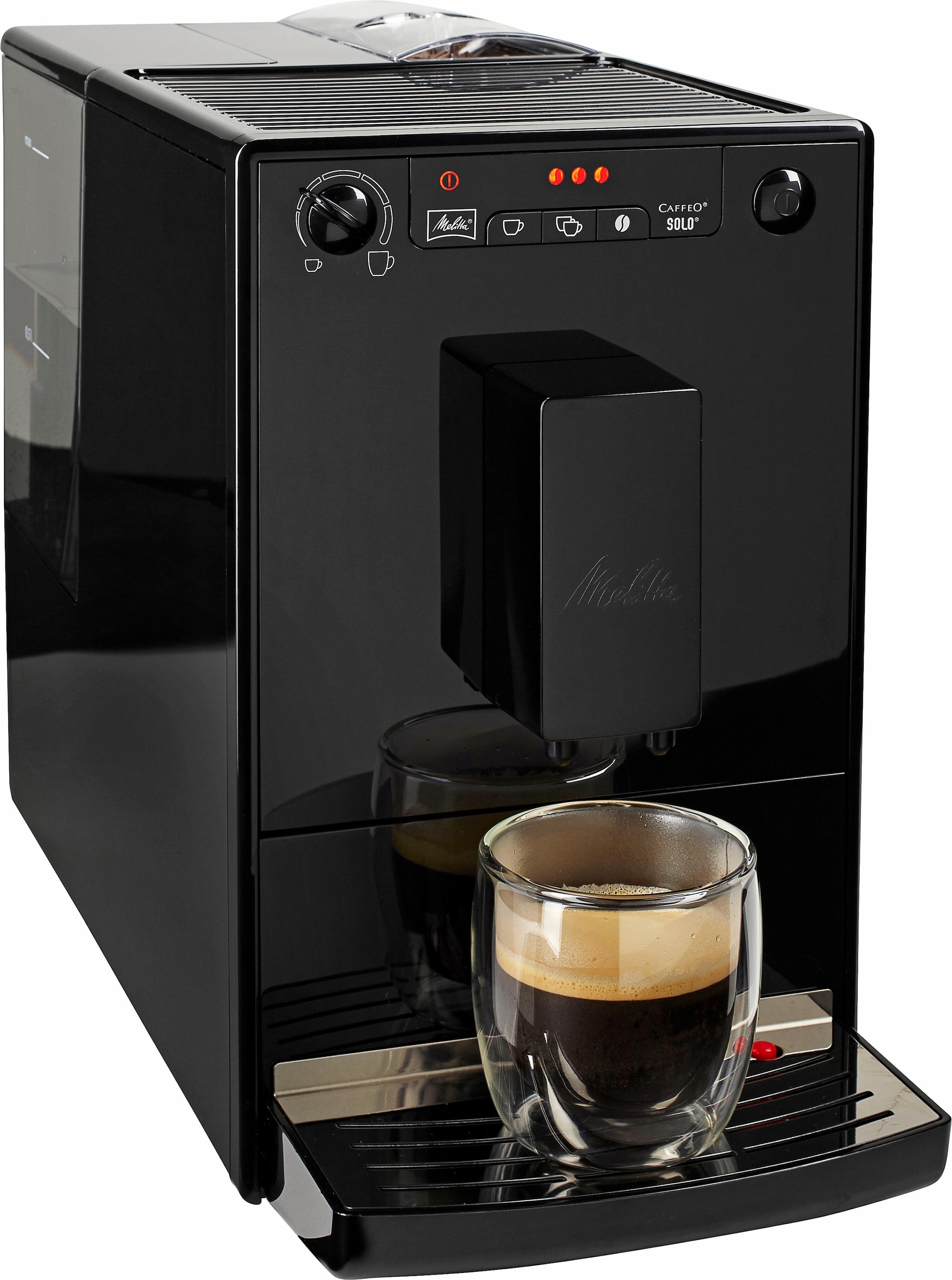 Melitta Kaffeevollautomat »Solo® E950-201, schwarz«, Perfekt für Café crème & Espresso, nur 20cm breit