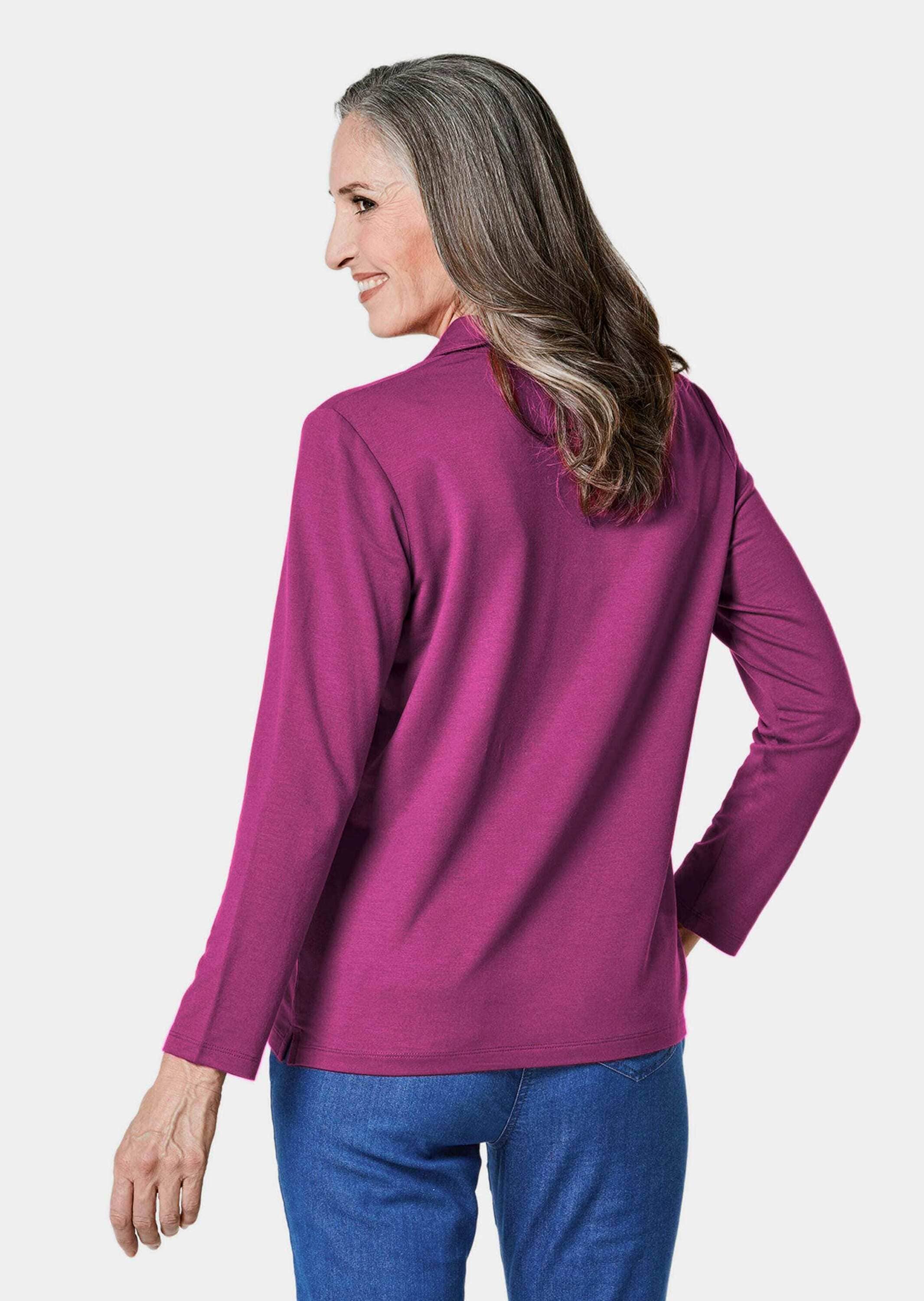GOLDNER Poloshirt »Langarm Poloshirt mit Schmuckband an Knopfleiste«