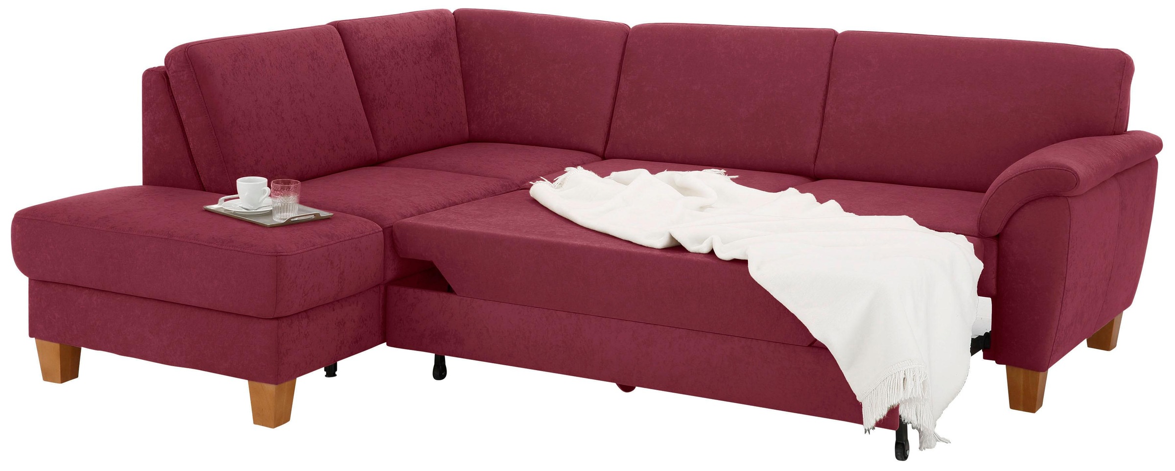 Home affaire Ecksofa »Alta L-Form«, mit Federkern und Kontrastnaht, Füße Buche eichefarben