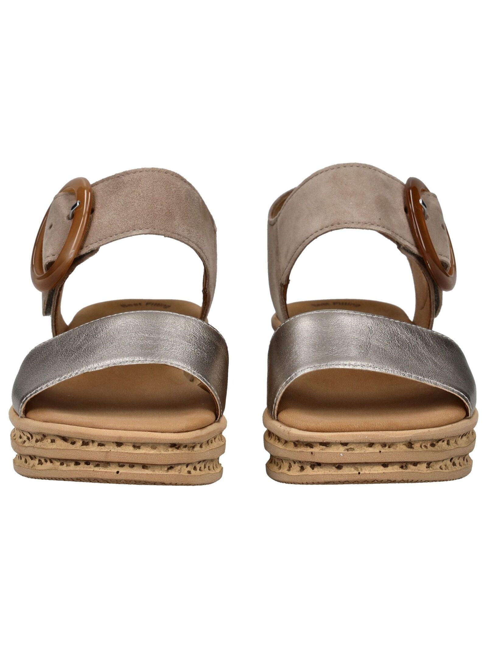 Keilsandalette GABOR "Gabor Sandalen Leder", Damen, Gr. 40,5, braun (beige, braun), Leder, Schuhe 2