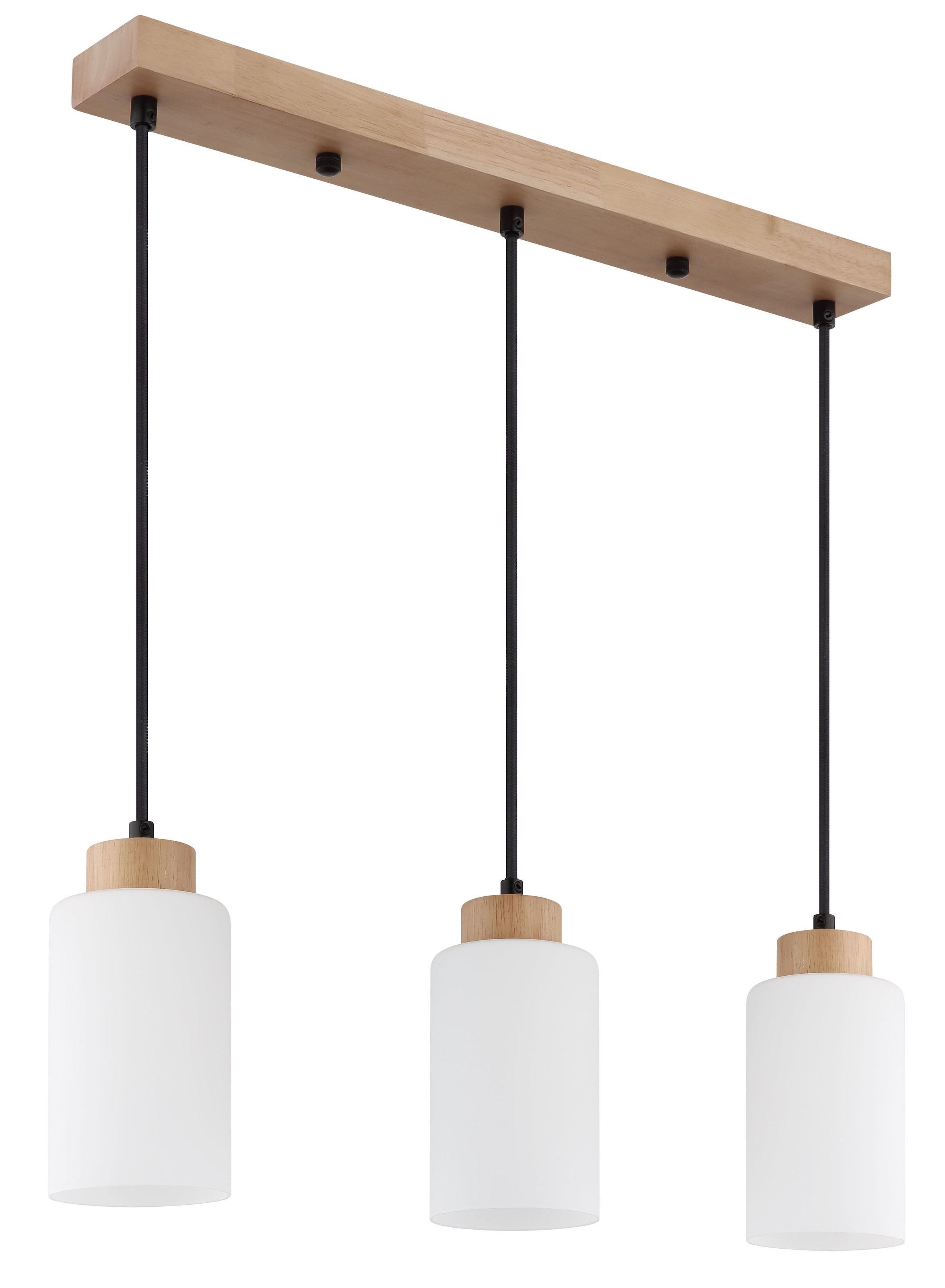 GLOBO LIGHTING Hängeleuchte »ROWENA« E27 1 Stk. Holz-Pendelleuchte breit, Opalglas, E27, kürzbar