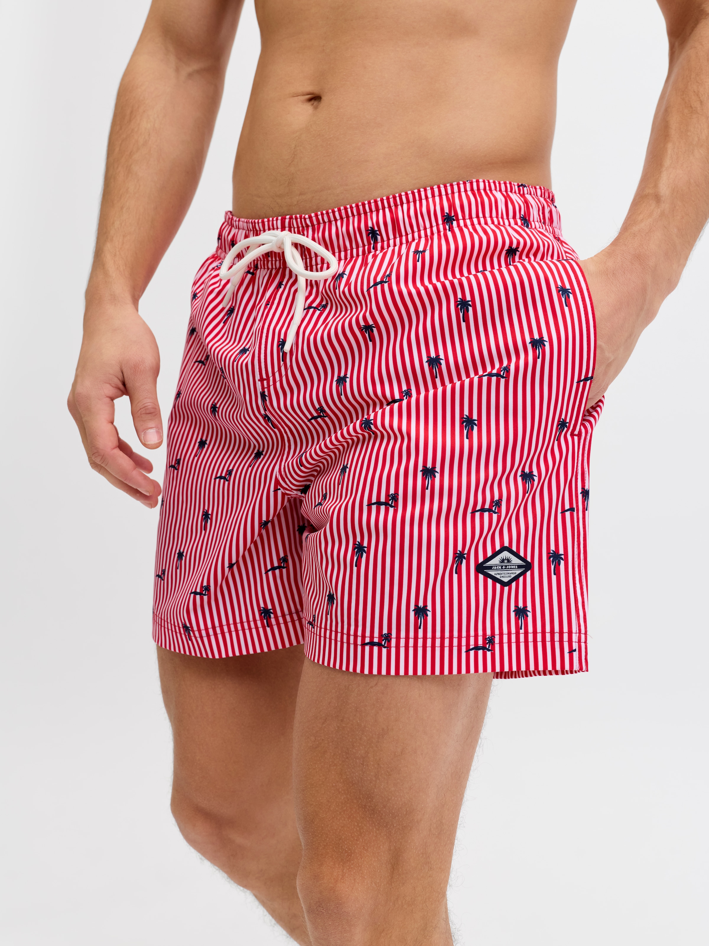 Jack & Jones Badeshorts »JPSTMAUI BREEZE MINI STRIPE SWIM SRT SN« Kunstfaser, normal geschnitten