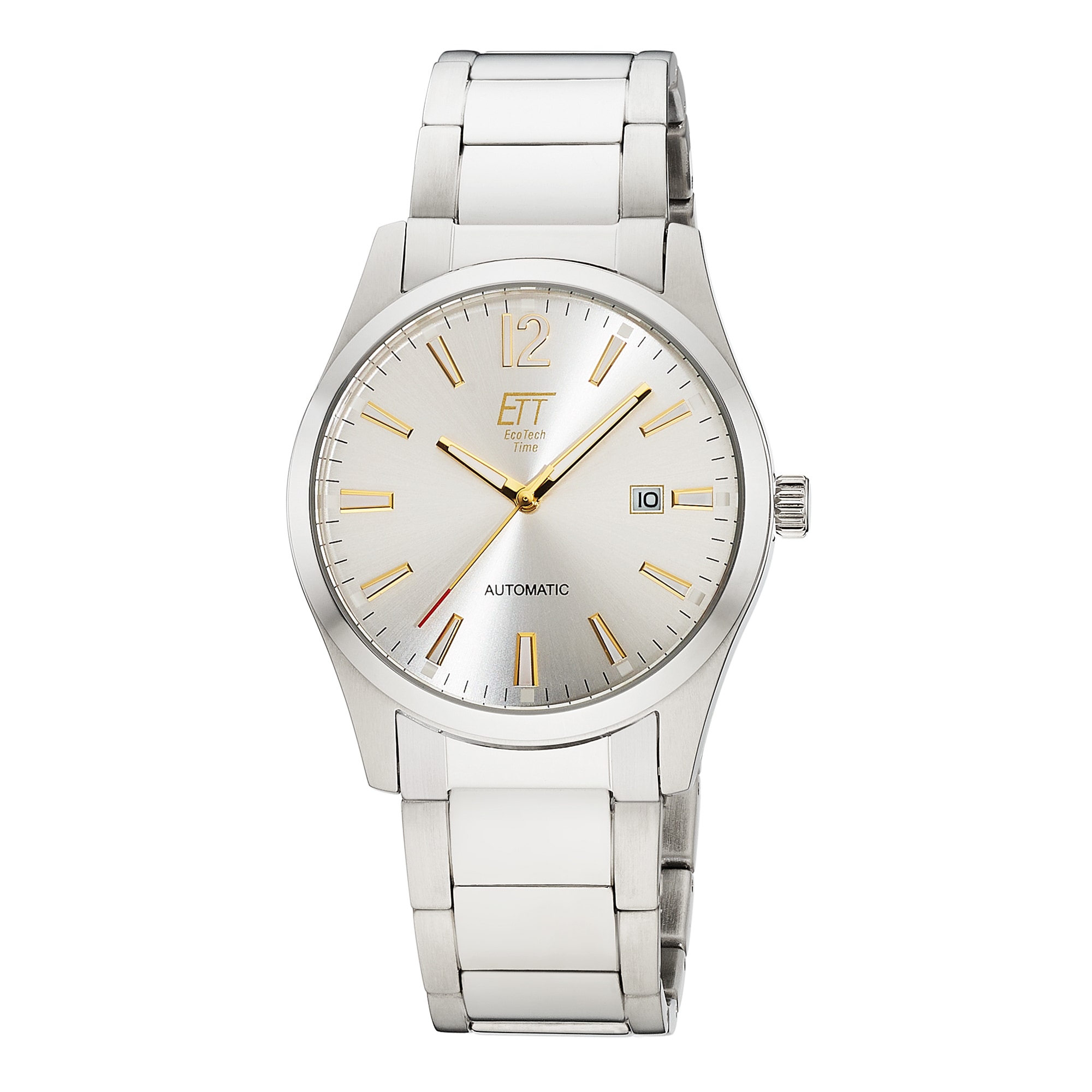 Automatikuhr ETT "Motion Drive", silberfarben, gelbgoldfarben, Armbanduhren, Herren, Automatikuhr, Armbanduhr, Herrenuhr, Mechanische Uhr, Edelstahlarmband, analog, Tag