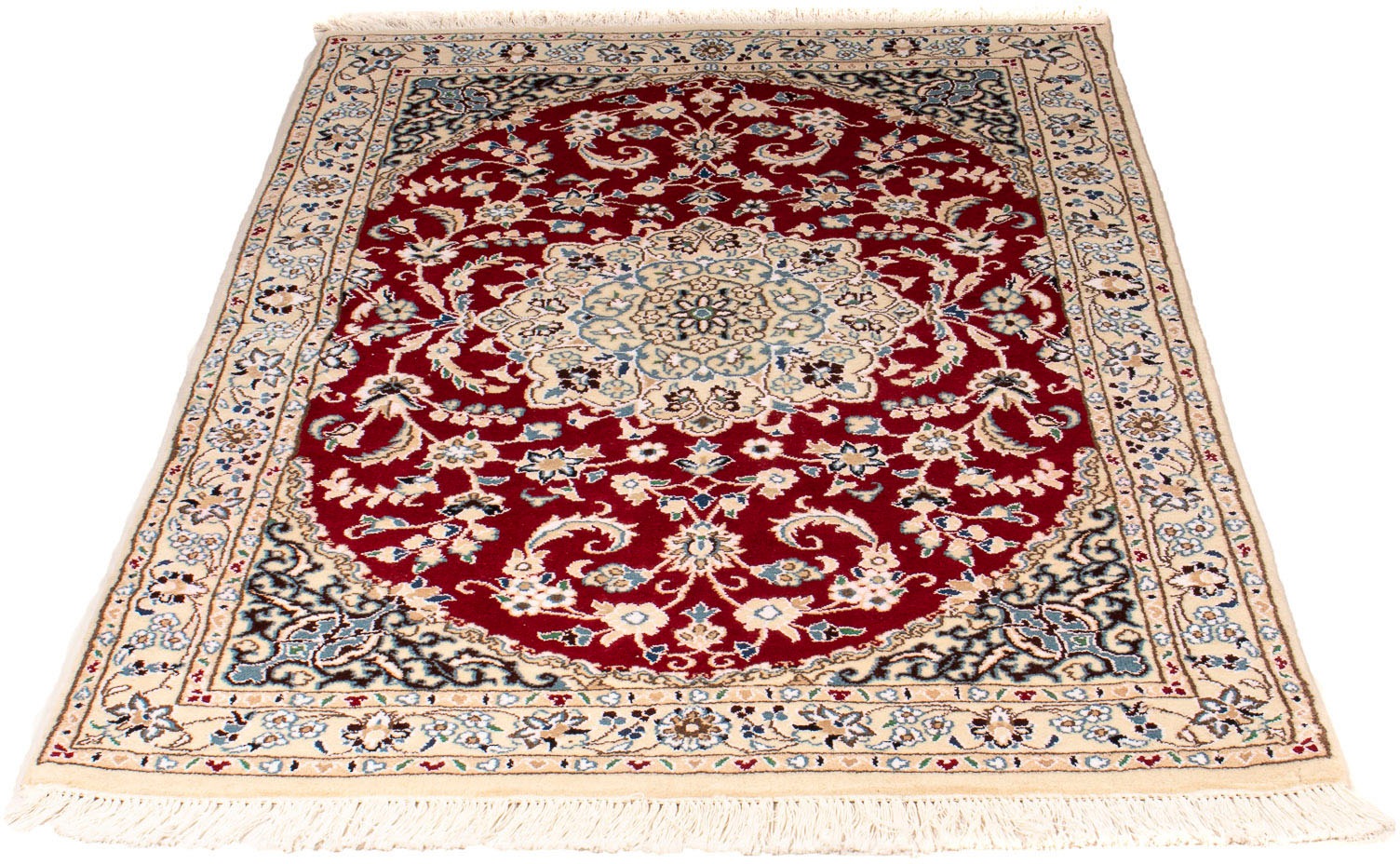 morgenland Orientteppich "Perser - Nain - Royal - 148 x 96 cm - dunkelrot", rechteckig, 10 mm Höhe, Wohnzimmer, Handgekn