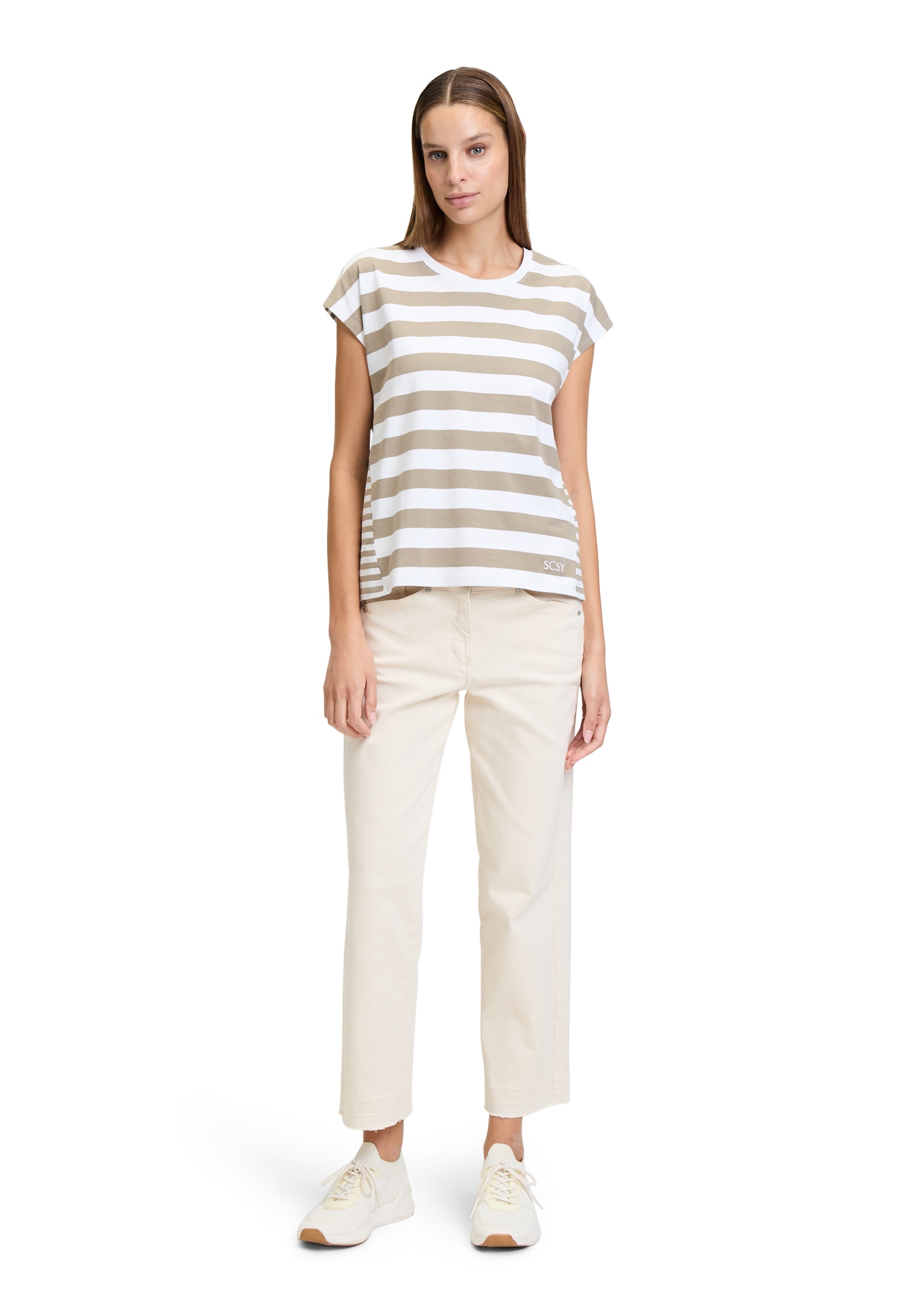 Betty Barclay Kurzarmshirt »Betty Barclay Basic Shirt mit Streifen«, (1 tlg.), Materialmix