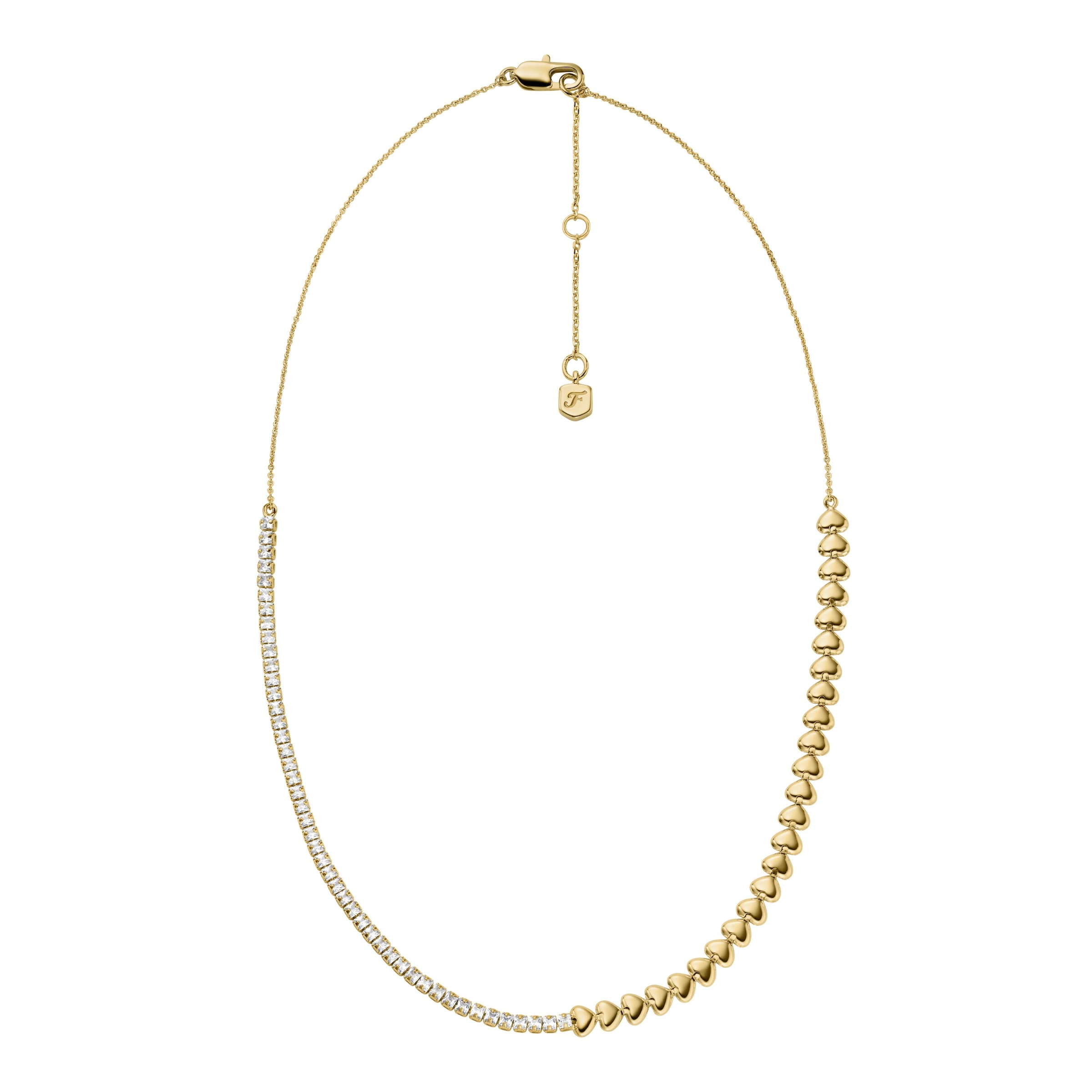 Fossil Kette ohne Anhänger »Schmuck Geschenk Metall SUTTON Herzen« mit Zirkonia (synth.)