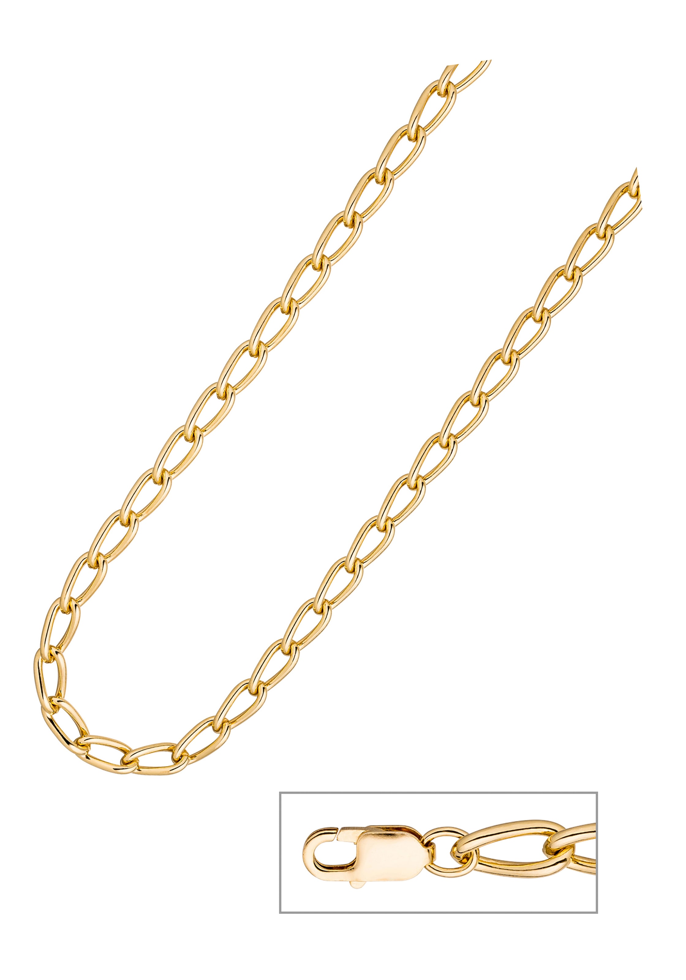 JOBO Kette ohne Anhänger »Lang-Panzerkette 6,9 mm« 925 Silber vergoldet 45 cm