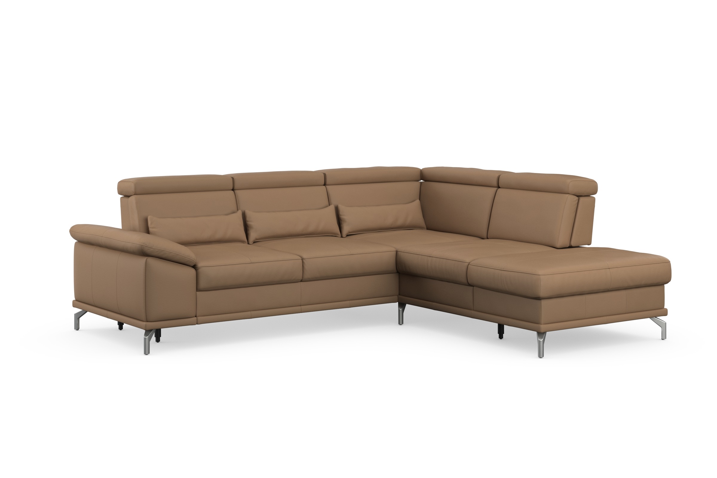 sit&more Ecksofa »Cabrio L-Form, mit Sitztiefenverstellung, Arm- und Kopfteilverstellung«, 3 Nierenkissen, Federkern, optional Bettfunktion und Stauraum
