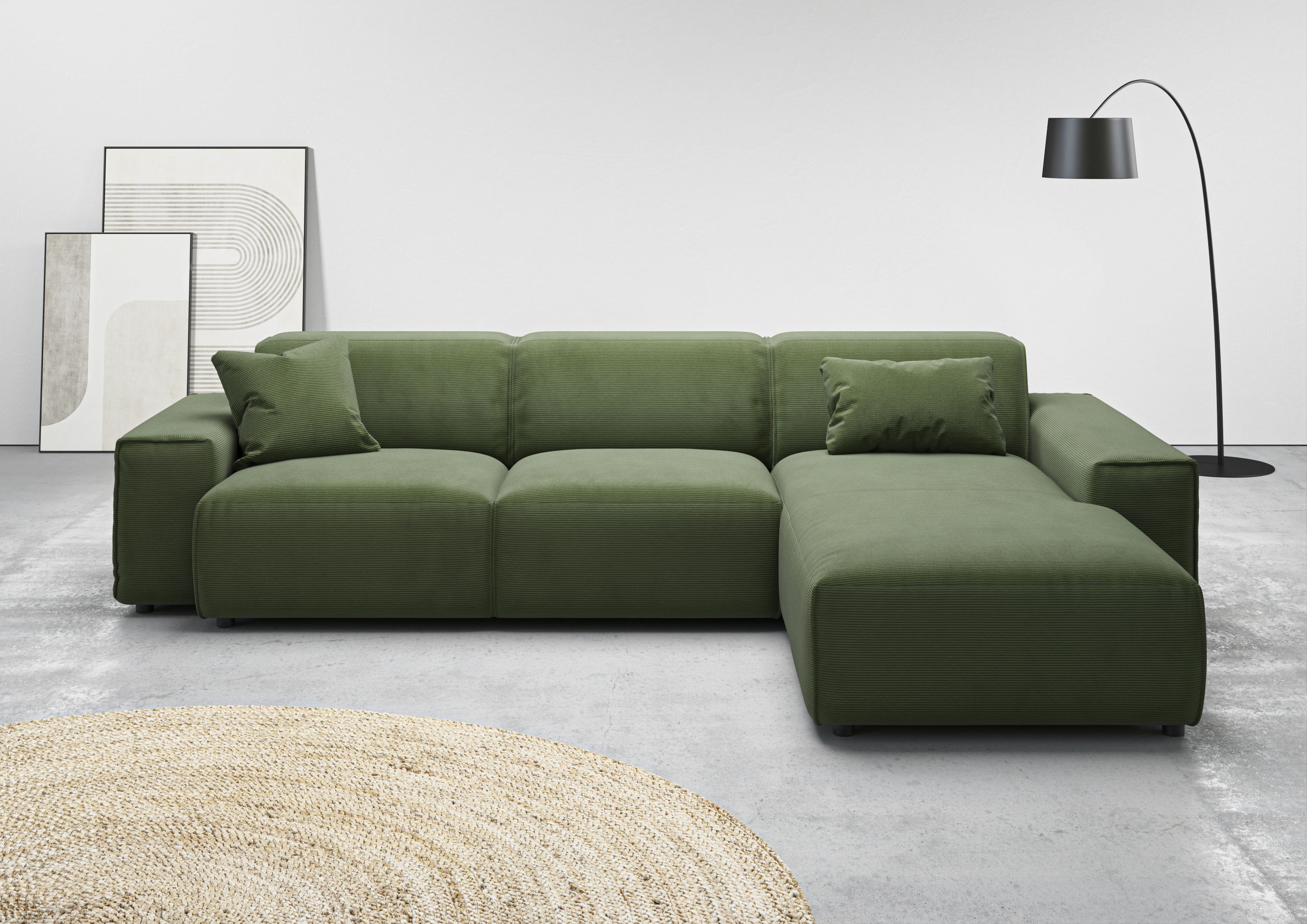 Home affaire Ecksofa "Glimminge auch in Breitcord, Feincord, Bouclé + Easy care-Bezug" L-Form, Breite 294, Zierkissen