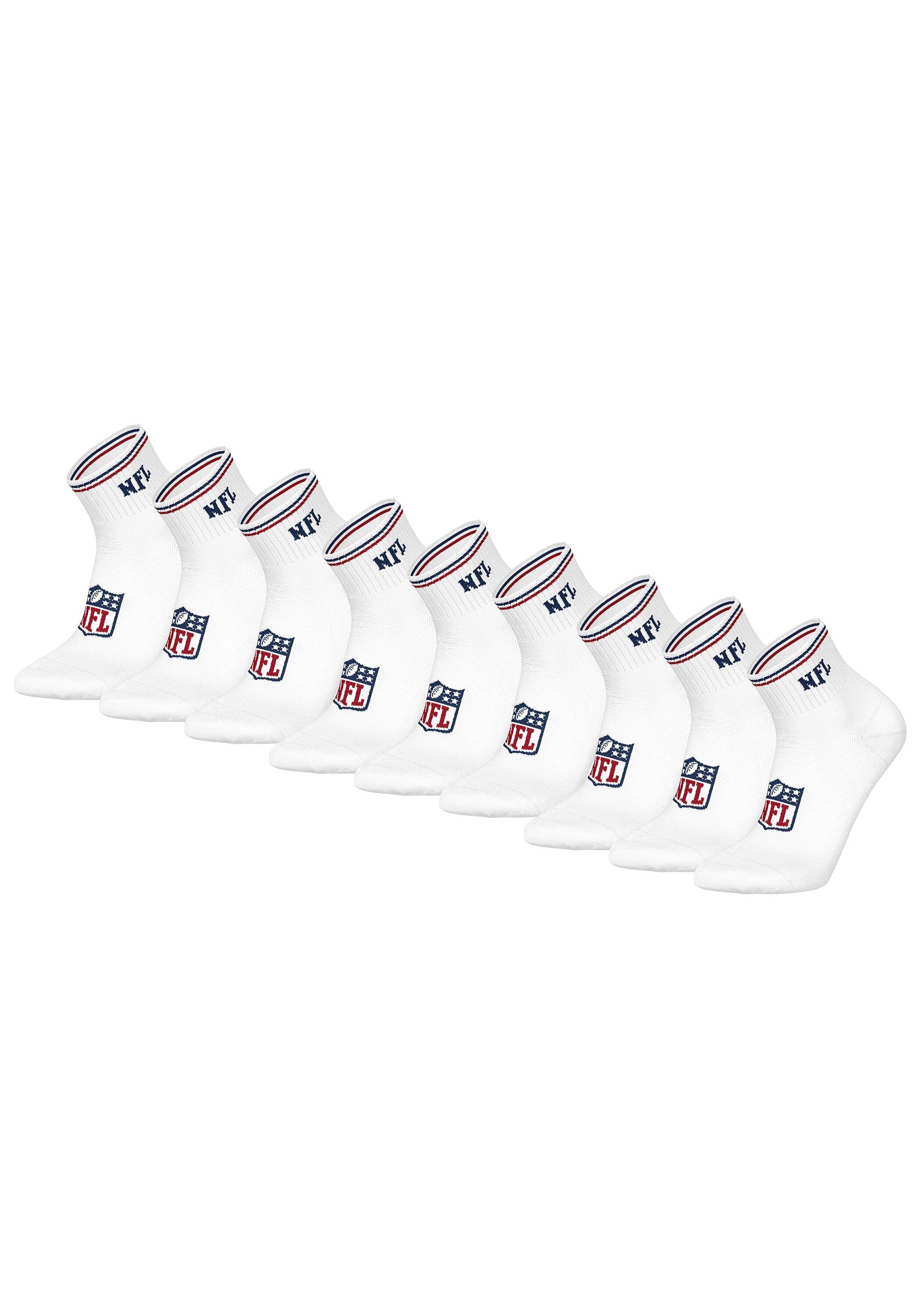 NFL Herren Kurzsocken "Socken NFL SHIELD 9Pack Quarter Socks 9er Pack", Gr. 43, braun, Obermaterial: 70% Baumwolle CO. 29% Polyester PES. 1% Elasthan
