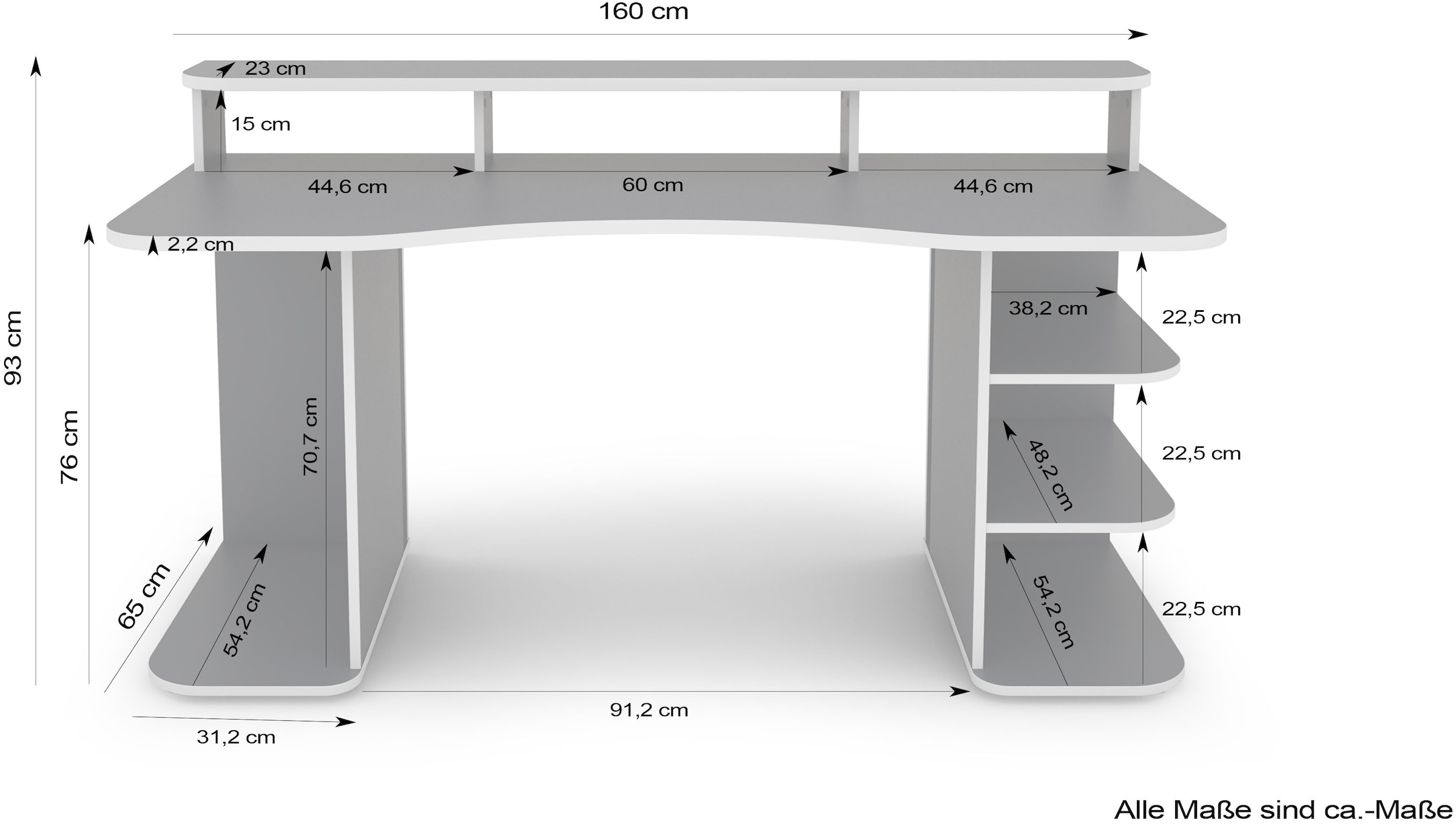 Homexperts Gamingtisch »Flynn«, moderner Gamingtisch mit farblich abgesetzten ABS Kanten