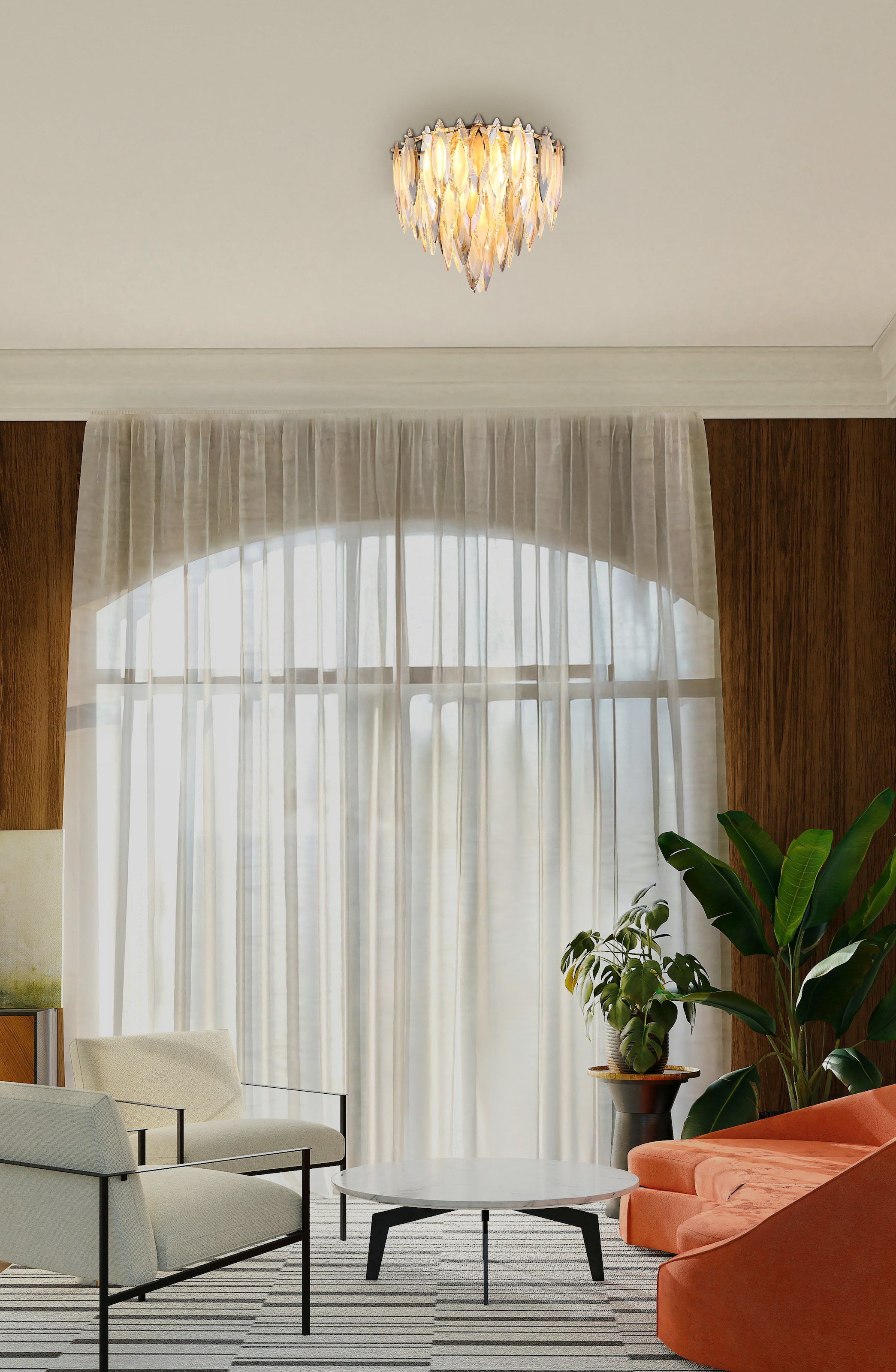 GLOBO LIGHTING Deckenleuchte »ELINOR« E14 1 Stk. Deckenleuchte Gold, K9 Kristalle Rauch/Champagner/Klar, E14