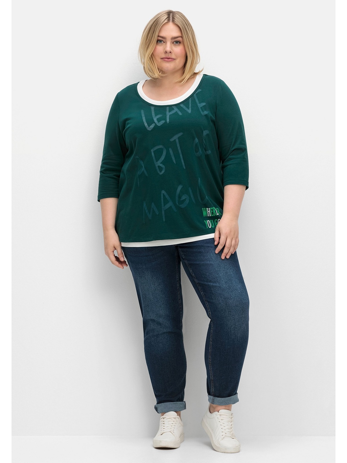 Sheego T-Shirt Größen«, Top BAUR Set Ausbrennerdruck | für »Große und mit im kaufen