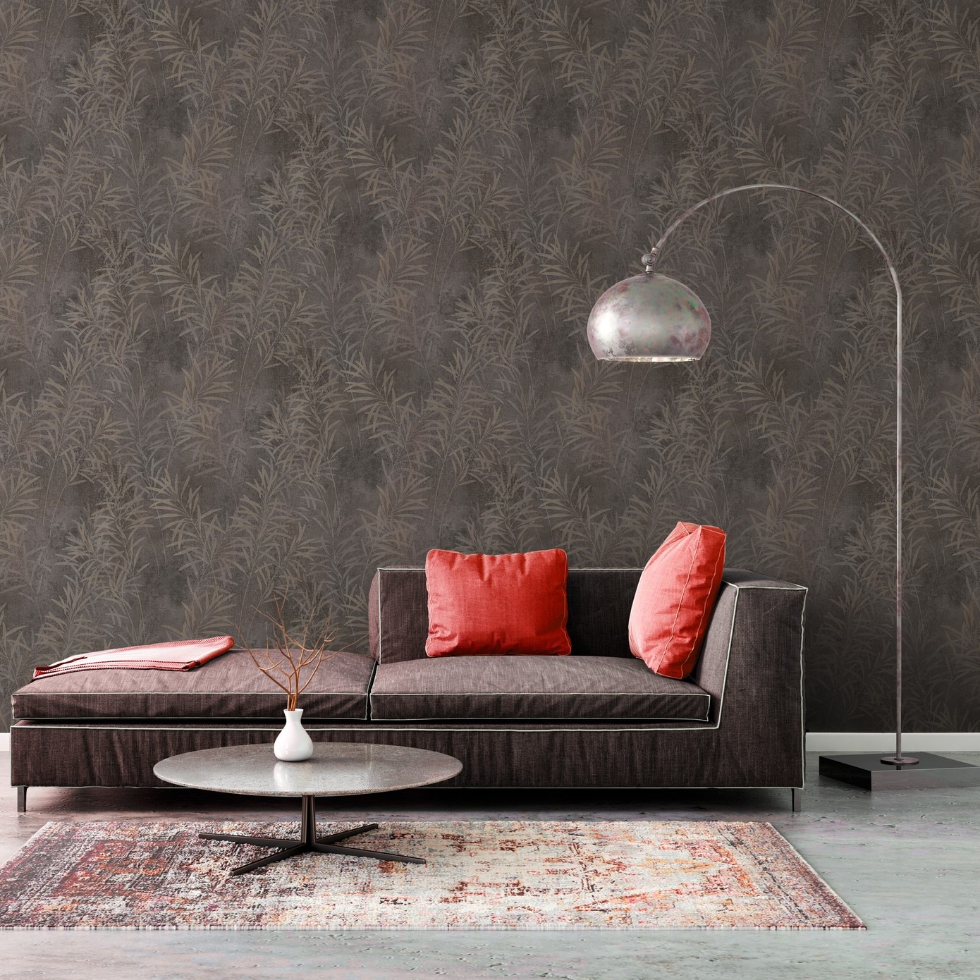 A.S. Création Vliestapete »Terra Tapete Floral Blätter«, matt-gemustert-neutral, Landhaus-Tapete Natur Metallic Tapeten Wohnzimmer Schlafzimmer Küche