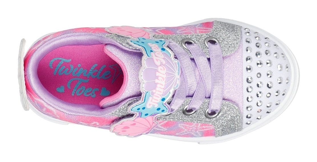 Skechers Lauflernschuh »TWINKLE SPARKS LIGHTS«, Sneaker,Blink,-Klettschuh mit Glitzer, Größenschablone zum Download