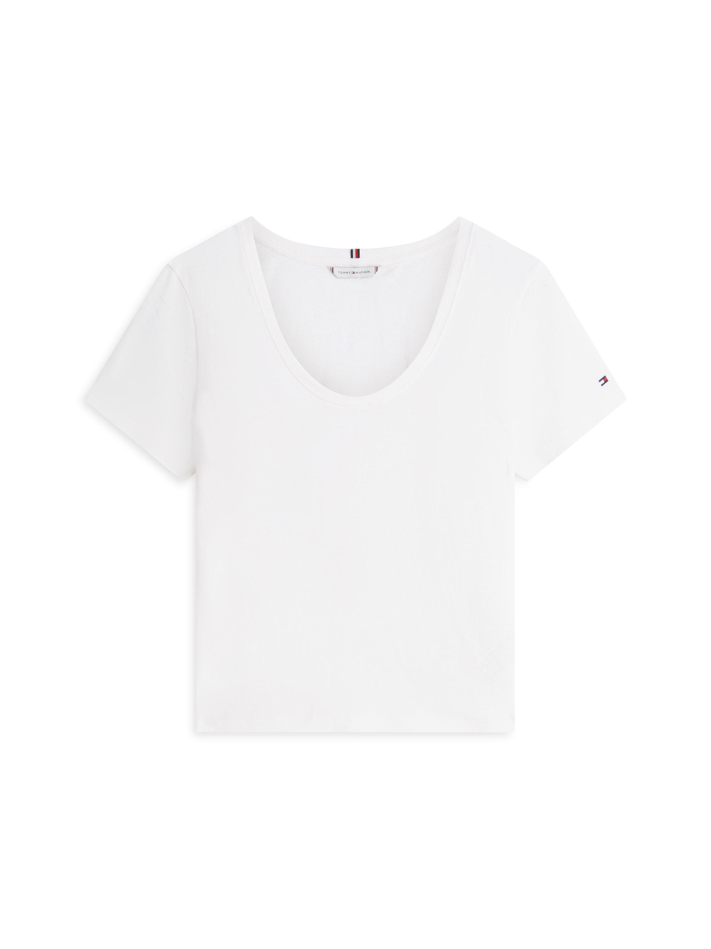Tommy Hilfiger Kurzarmshirt »CO LINEN SCOOP NK SS TEE« mit kleinem Logo-Stick