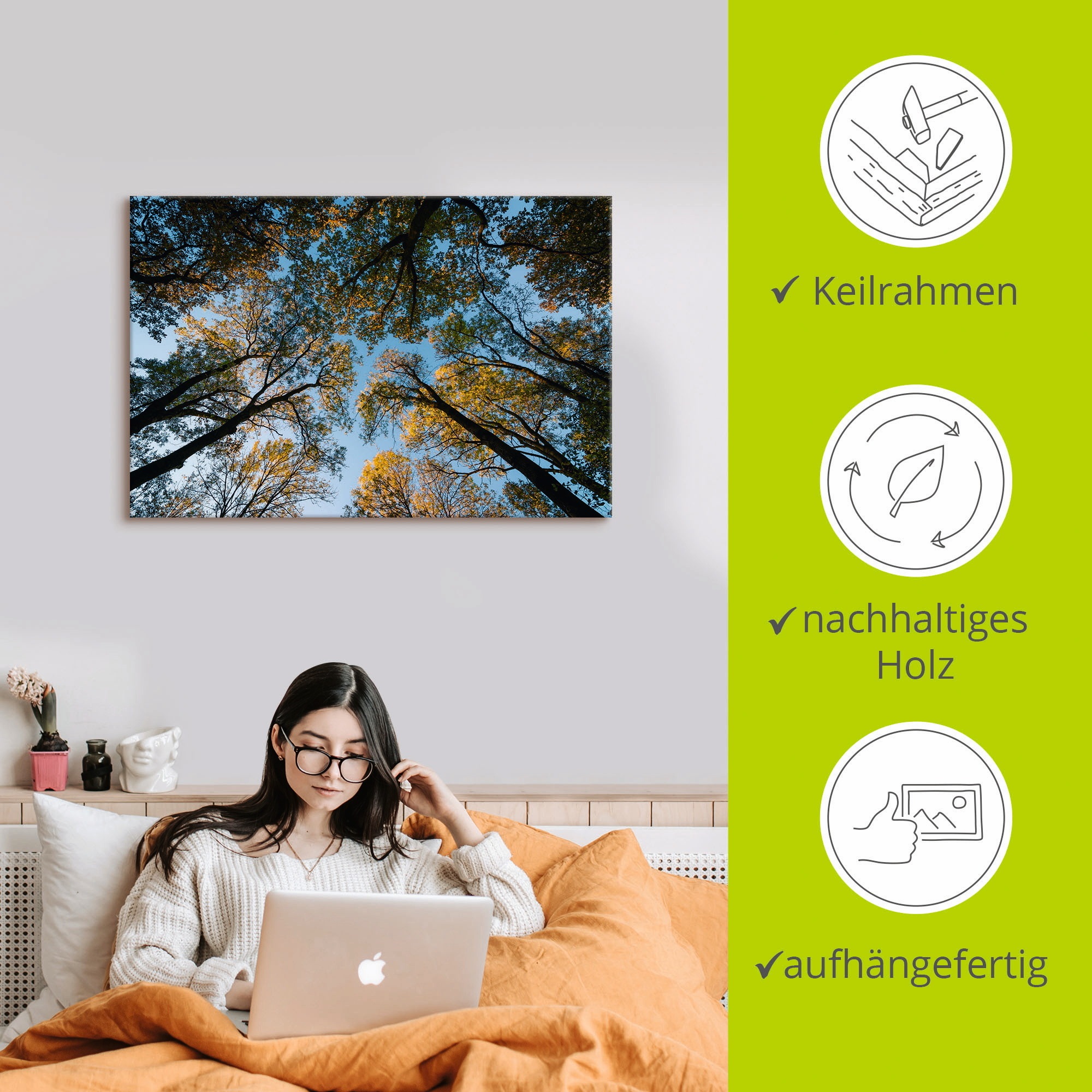Artland Wandbild »Herbst im Wald«, Bäume, (1 St.), als Alubild, Outdoorbild, Leinwandbild in verschied. Größen