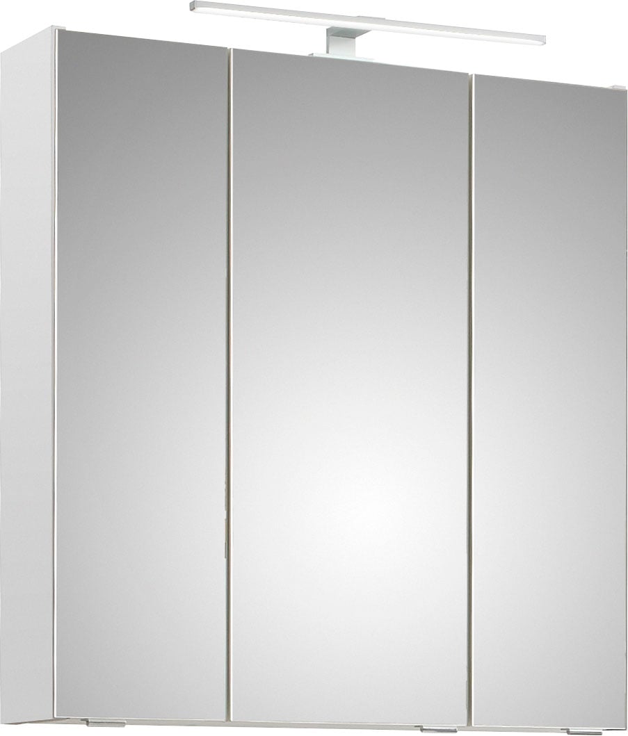 Saphir Badmöbel-Set »Quickset 3-teilig, Waschbeckenunterschrank mit LED-Spiegelschrank«, (7 St.), Midischrank, inkl. Türdämpfer, 7 Türen, 1 Nische, Bad-Set, grifflos