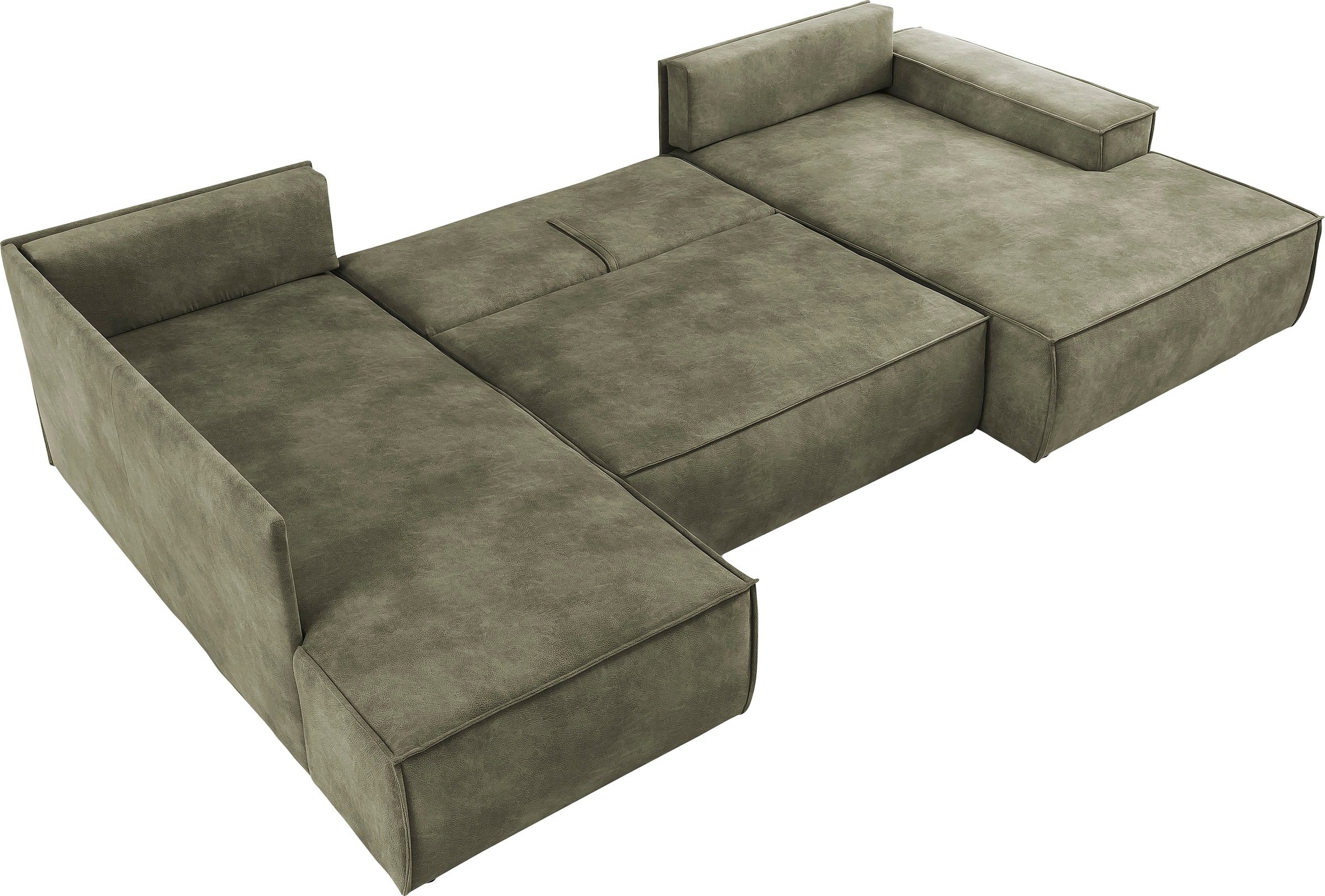 Home affaire Wohnlandschaft »SHERWOOD 329 cm, U-Form, Schlafsofa,«, Schlaffunktion m. Bettkasten (194x139 cm), Cord, Vintage, Samtvelours