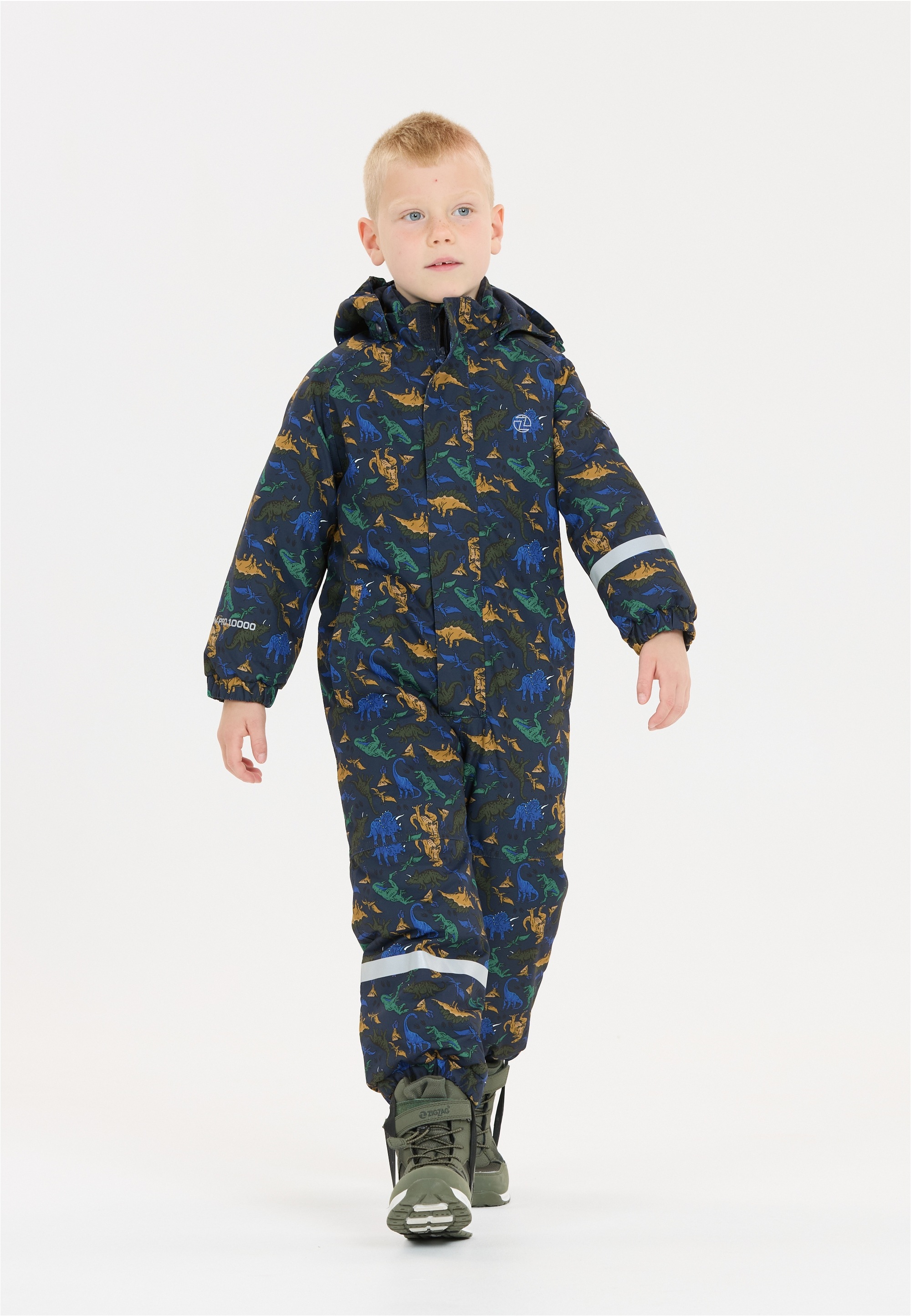 ZIGZAG Kinder Schneeoverall "Tower"dunkelblau, orange, Gr. 98, 100% Polyester, Overalls, mit wasser- und winddichter TPU-Membran