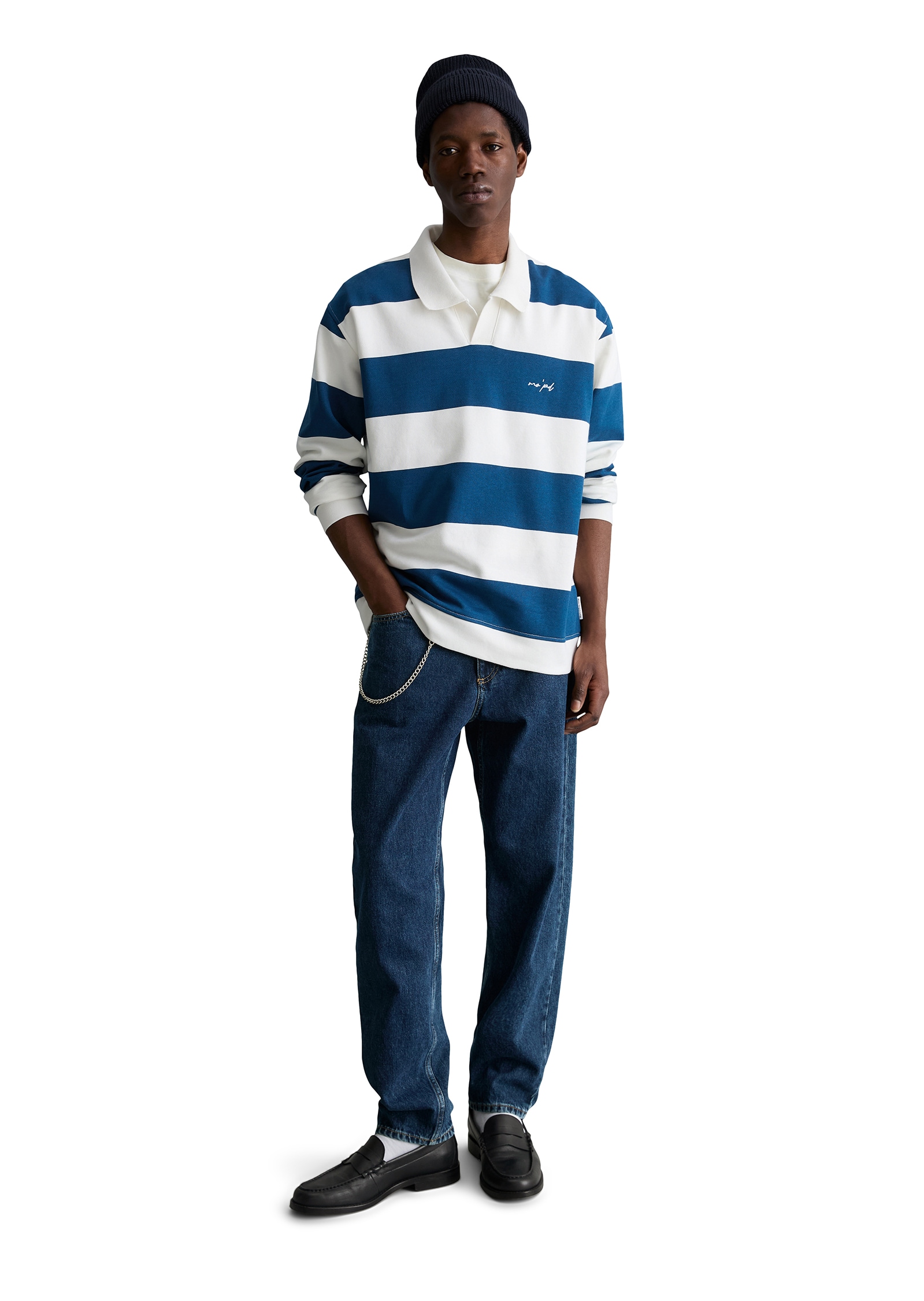 Marc O'Polo DENIM Sweatshirt »mit Polokragen«, relaxed fit mit gedrucktem Streifenmuster
