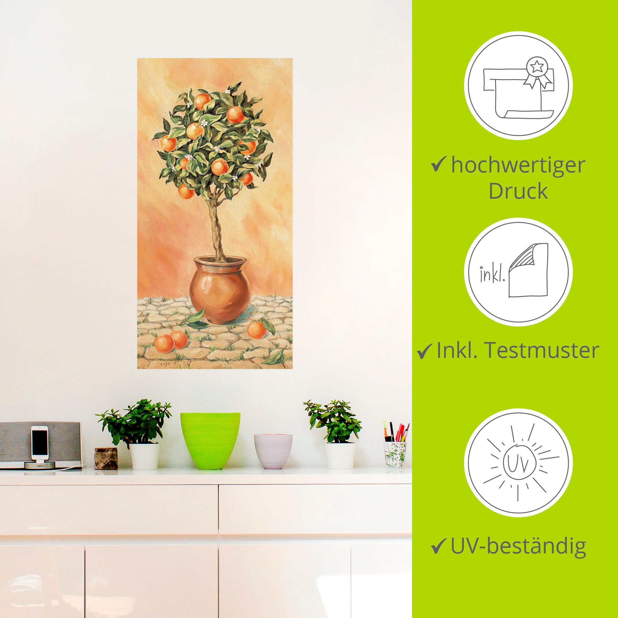 Artland Wandbild »Orangenbaum I«, Pflanzen, (1 St.), als Alubild, Outdoorbild, Leinwandbild, Wandaufkleber, versch. Größen