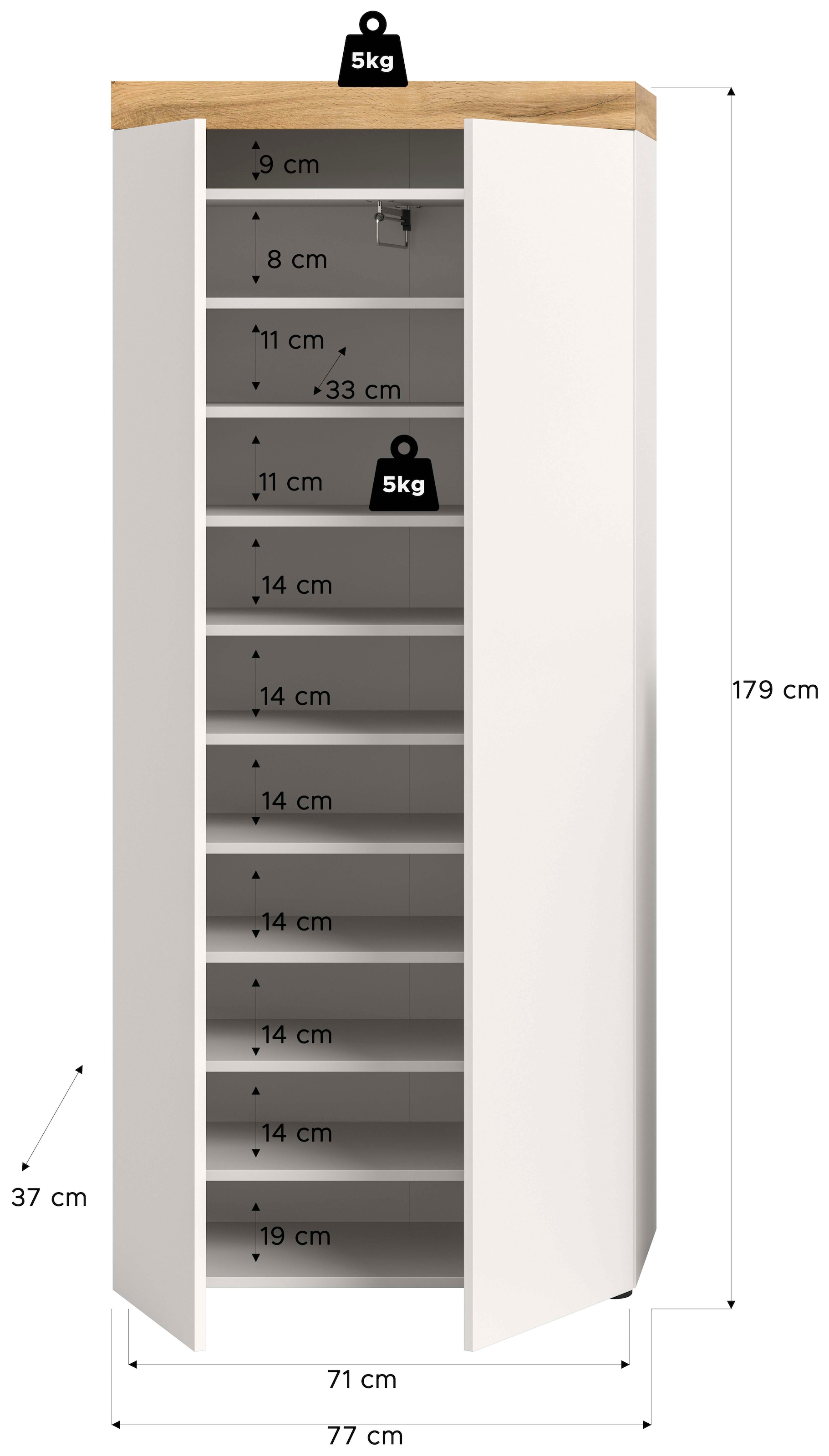 OTTO home Schuhschrank »MAMBO, TOPSELLER!, Höhe 179cm, stehend & hängend, push-2-open« 2 farbige Ausführung, 1 Stk. tlg. Schuhschrank, Schuhkommode, Flur, Diele