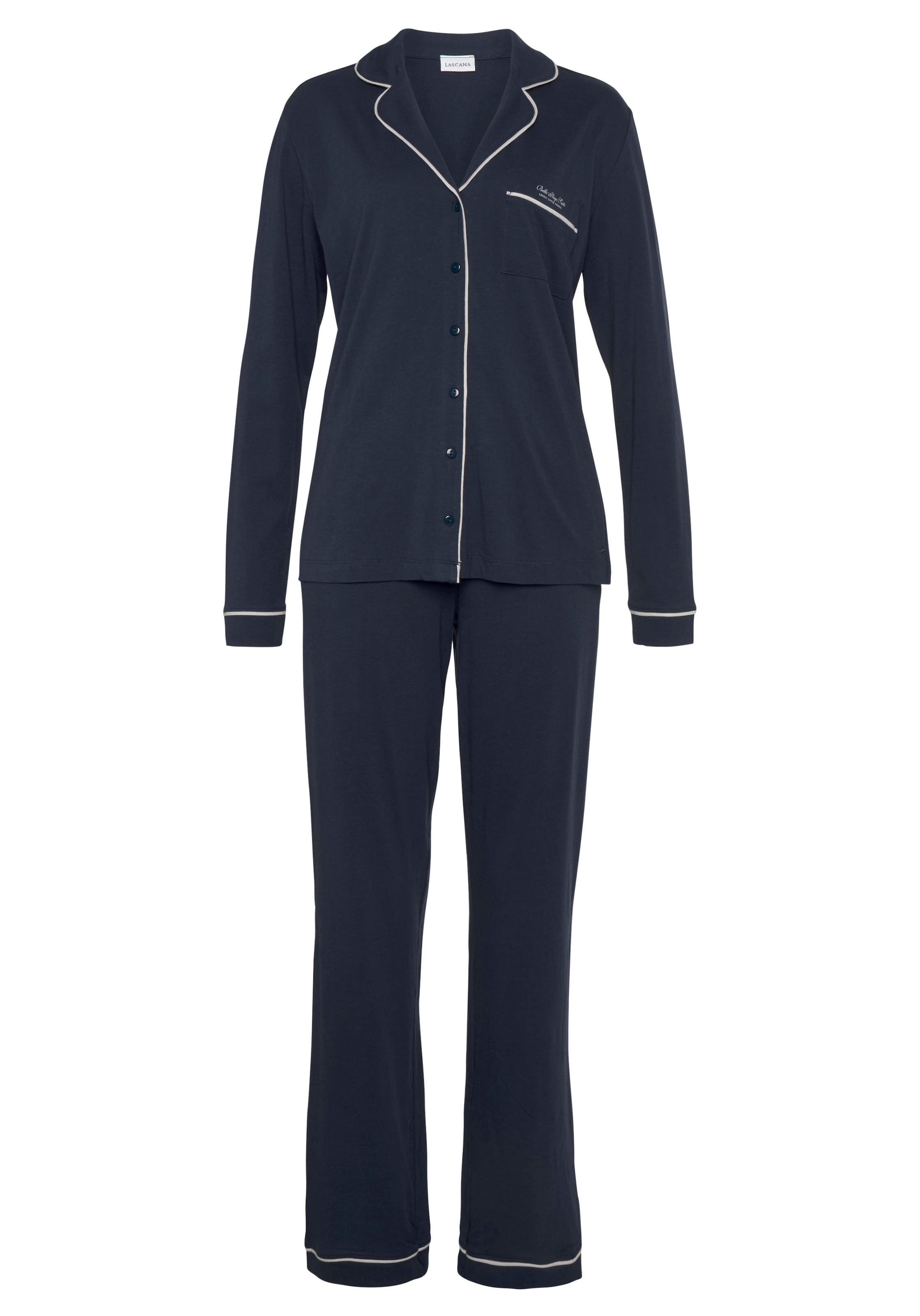 LASCANA Pyjama 2 tlg. mit Kontrastpaspeln günstig online kaufen