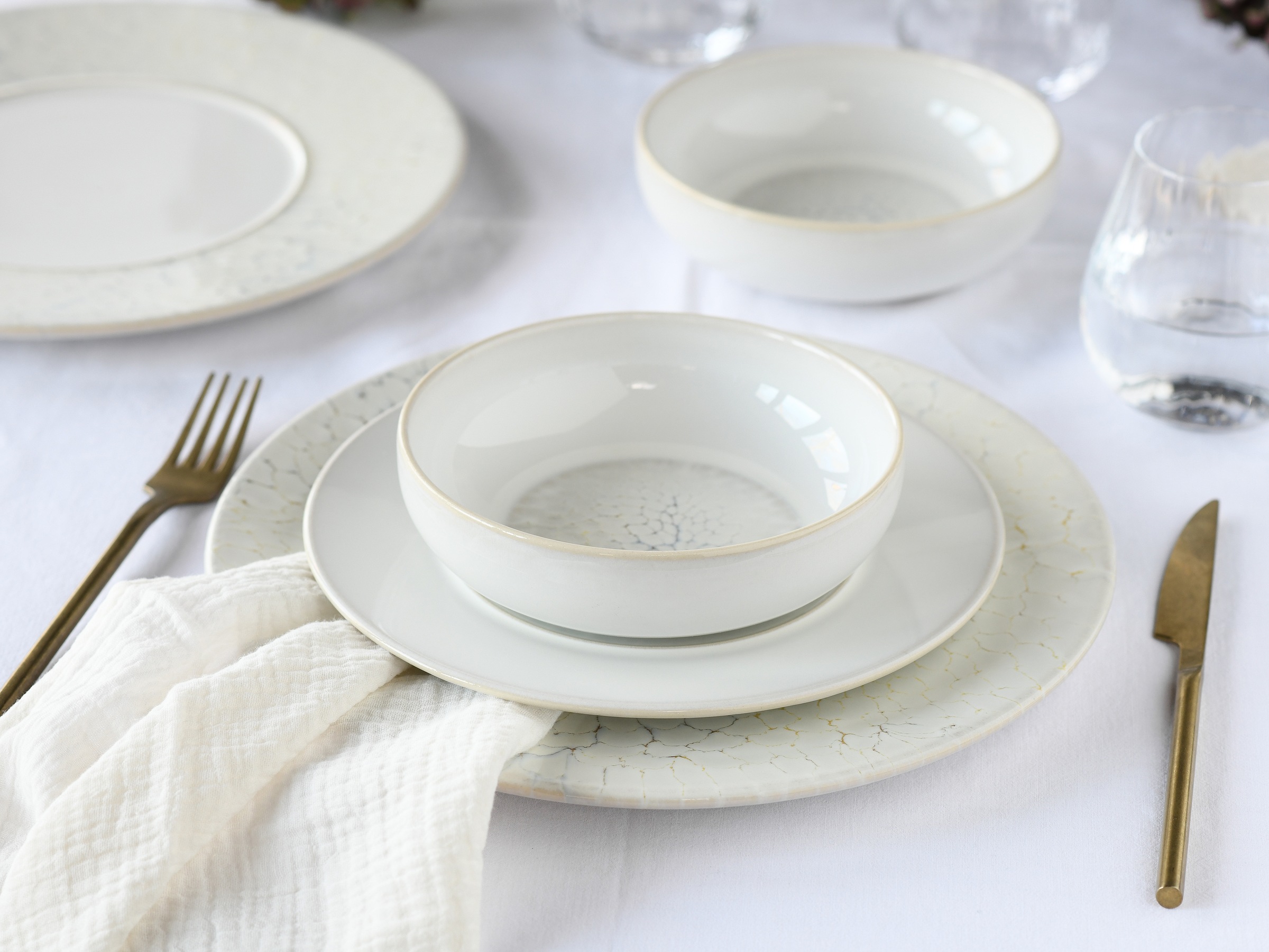 CreaTable Teller-Set »Unico, Tellerset, 12-tlg.« Eleganter Flair, Breite Fahne, Edel