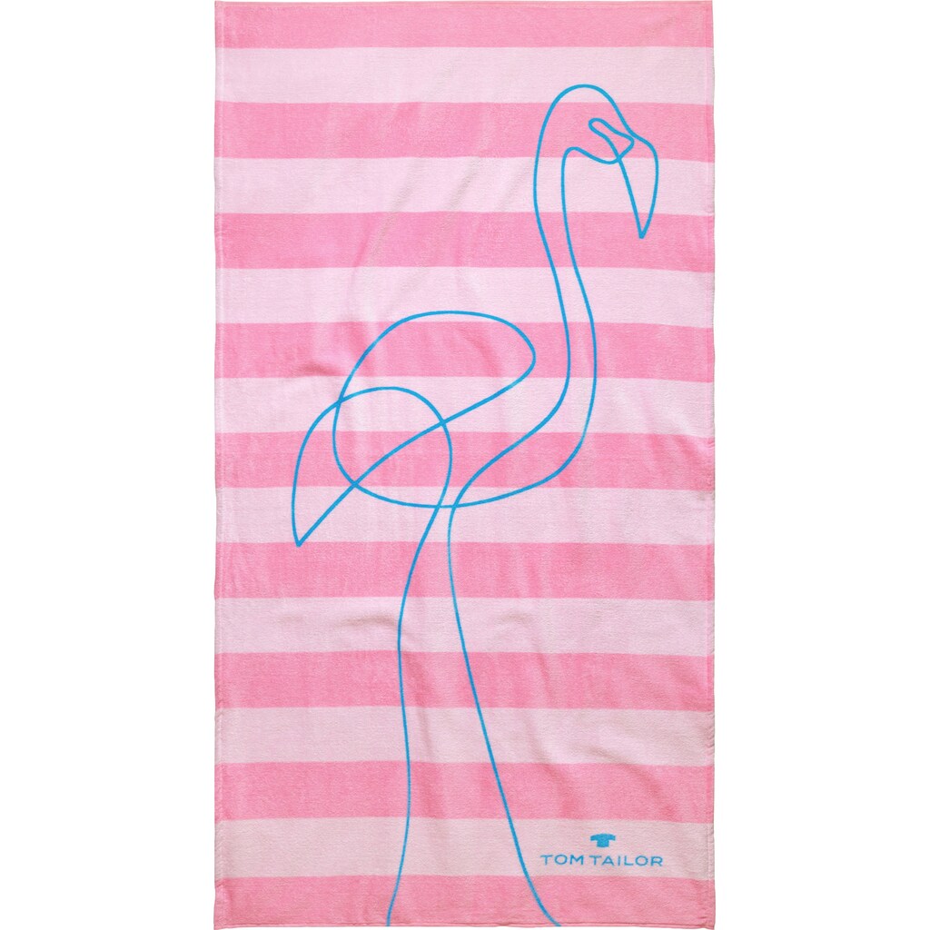 TOM TAILOR Strandtuch »Flamingo«, (1 St.), Badetuch, gestreift & mit tollem Motiv