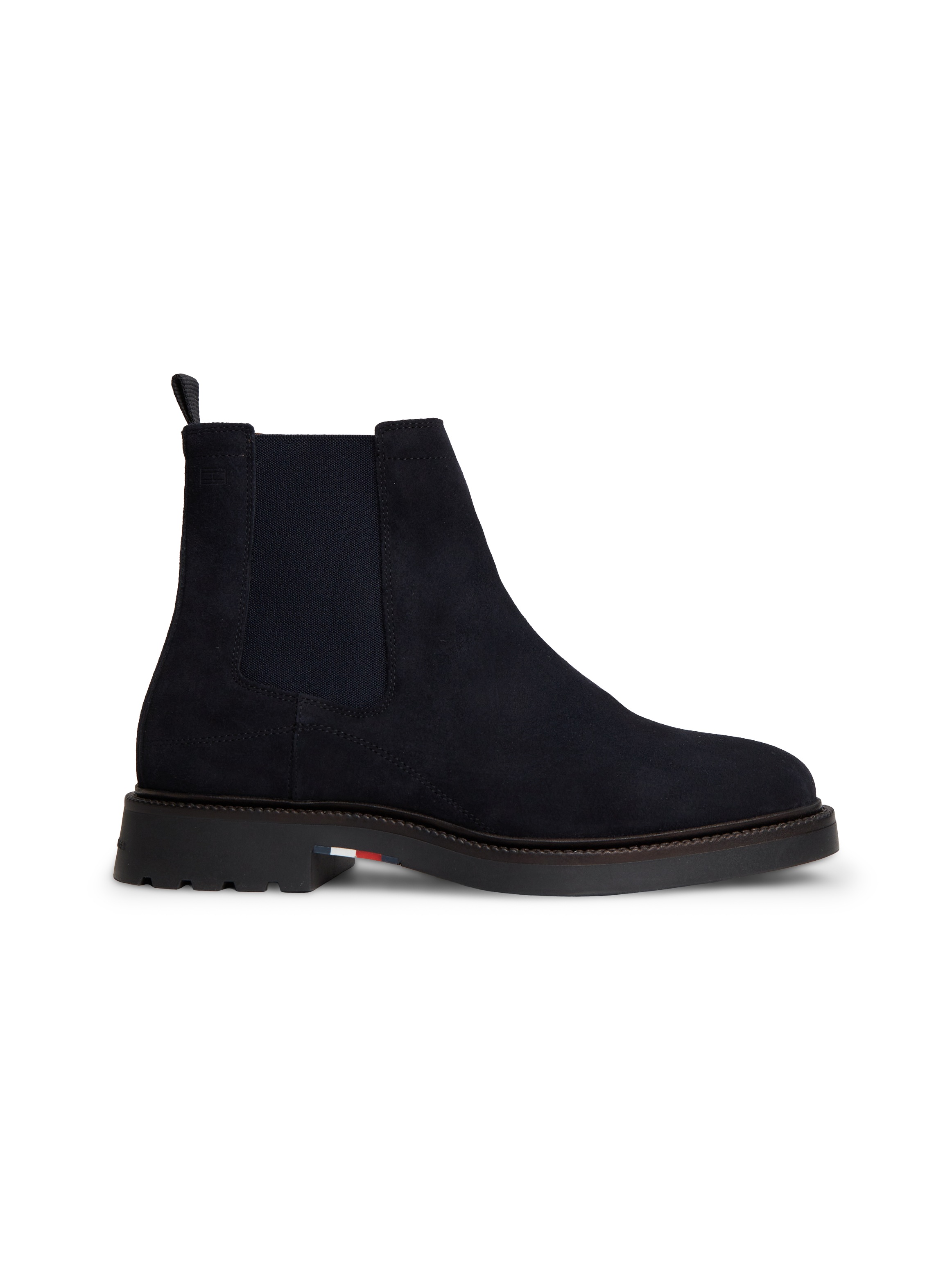 Tommy Hilfiger Chelseaboots »CORPORATE CASUAL SUEDE CHELSEA«  Blockabsatz, Stiefelette mit praktischer Anziehlasche
