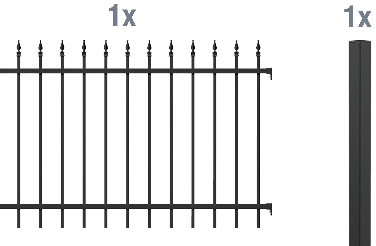 Alberts Metallzaun »Anbauset Chaussee«, Höhe: 100 und 120 cm, Breite: 200 cm, zum Einbetonieren
